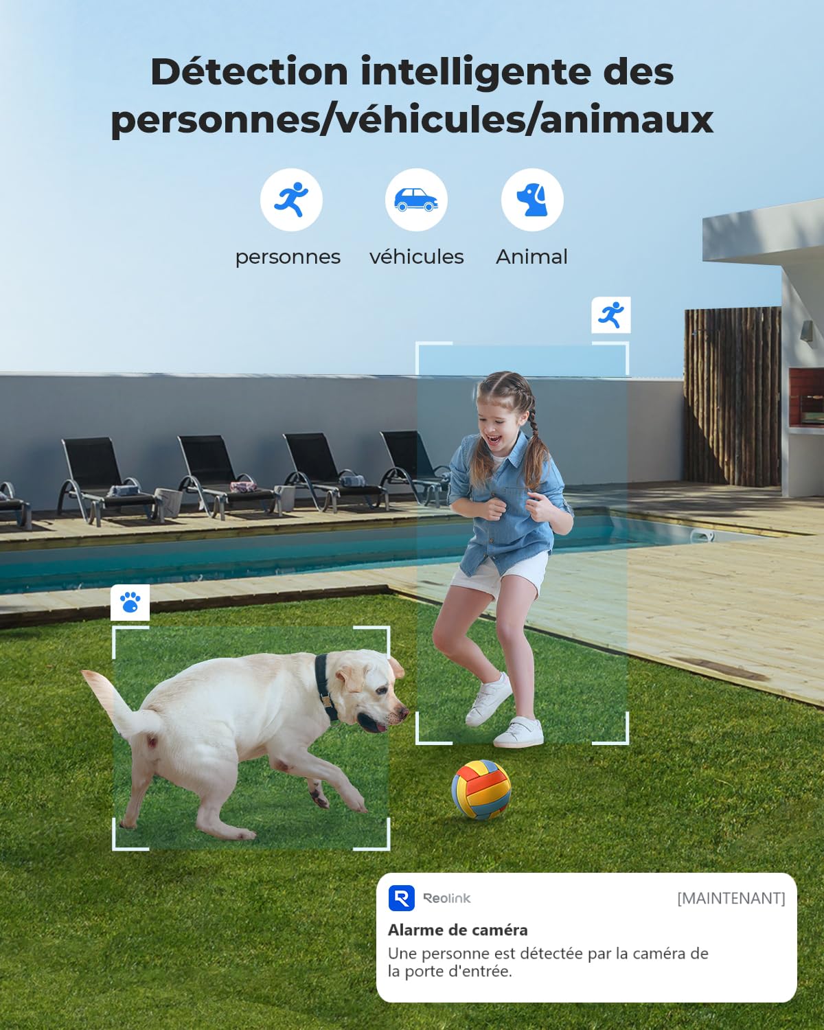 Reolink 4K Caméra de Surveillance PoE avec Zoom Optique 5X, RLC-843A | Caméra IP avec Vision Nocturne Couleur, Anti-Vandalisme IK10, Audio Bidirectionnel, Détection de Personne/Véhicule/Animaux
