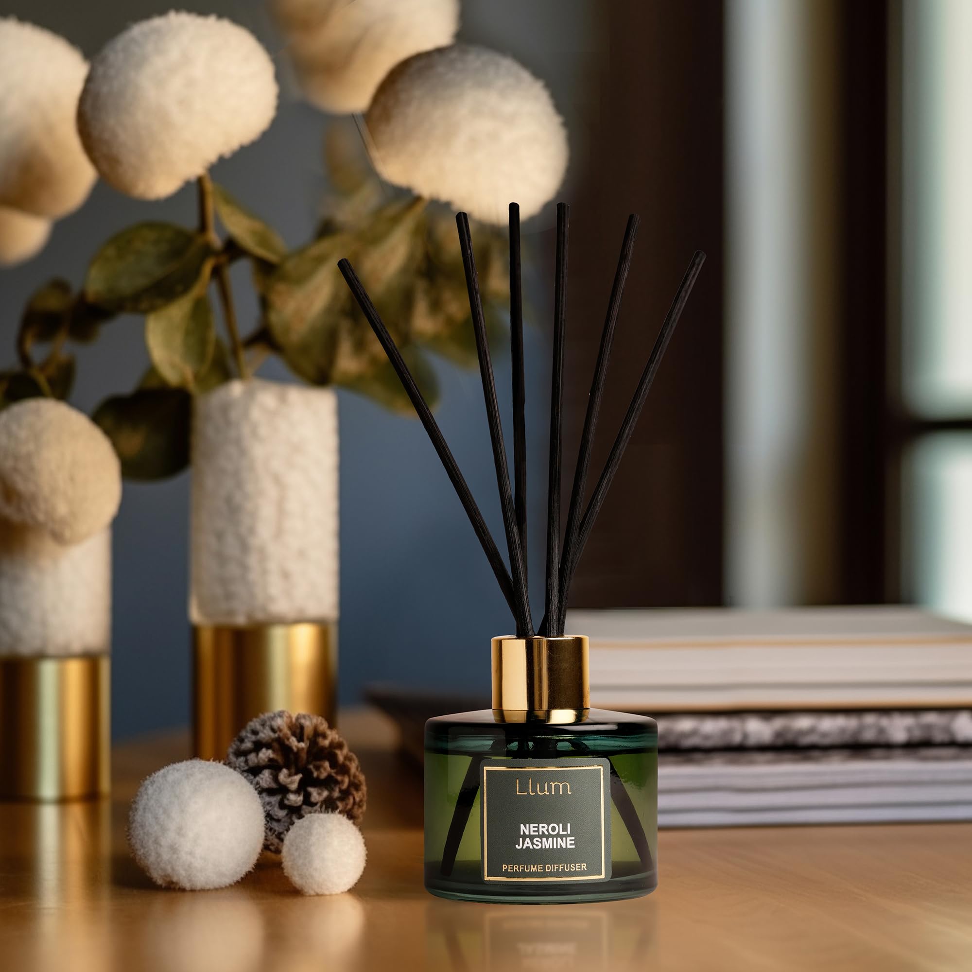 Llum Neroli Jasmine Reed Diffuser Set | Premium Room Freshener for Living Room, Washroom, Bedroom, Office | Organic, Toxin Free Home Fragrance, Aromatherapy | Elegant Gift | 100ml 2