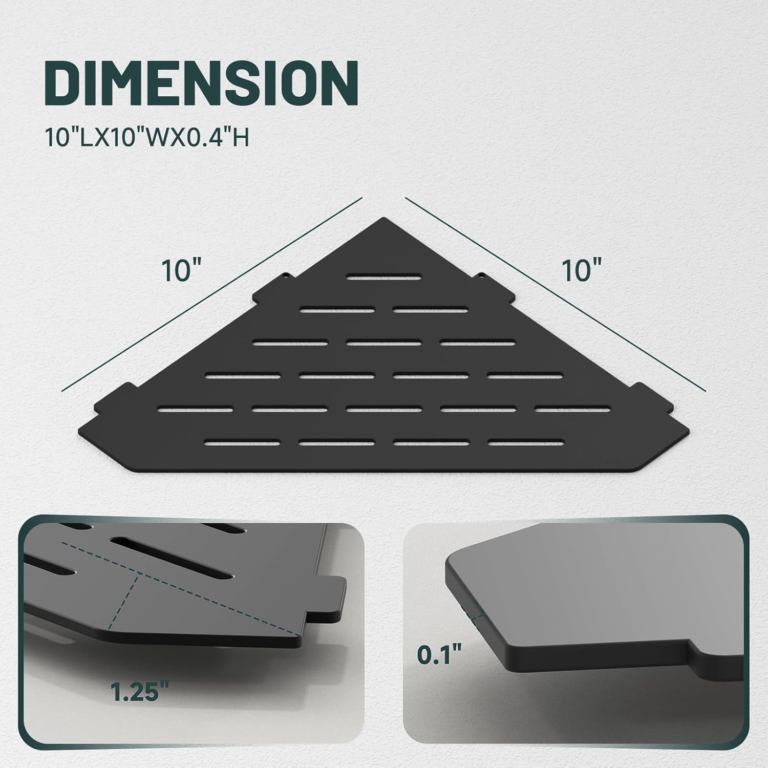 (グリーンスプリング) 10インチ コーナーシャワーシェルフ 凹型コーナーシェルフ 304ステンレススチールスロットデザイン シャワ