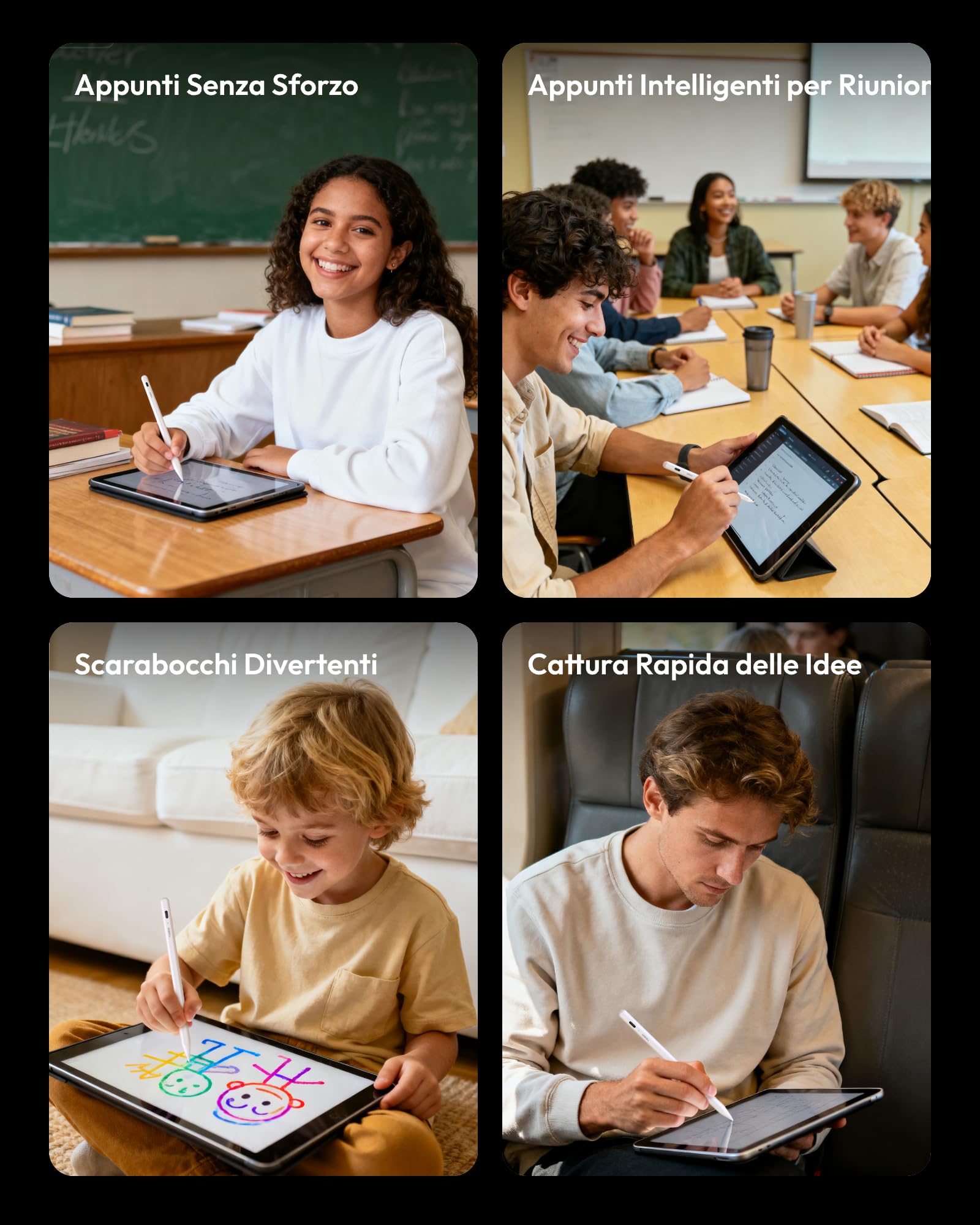 Metapen Penna Air8 per Apple iPad 2018-2026, Pencil con Ricarica Rapida, Rifiuto Palmo, Compatibile iPad Air/Pro/Mini