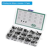 Vista 3 de PATIKIL PNP NPN Power Transistor Surtido Kit, 600pcs 15 Tipos 3 Pin Componente Electrónico para Aplicaciones de Conmutación de Uso General