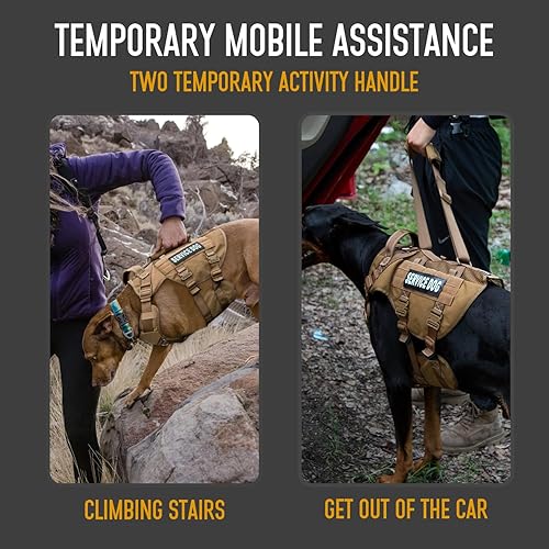 Miniatura 6 de Chaleco de servicio para perros grandes, arnés de malla militar transpirable con chaleco Molle con hebilla de metal de 1.49 oz para entrenamiento,