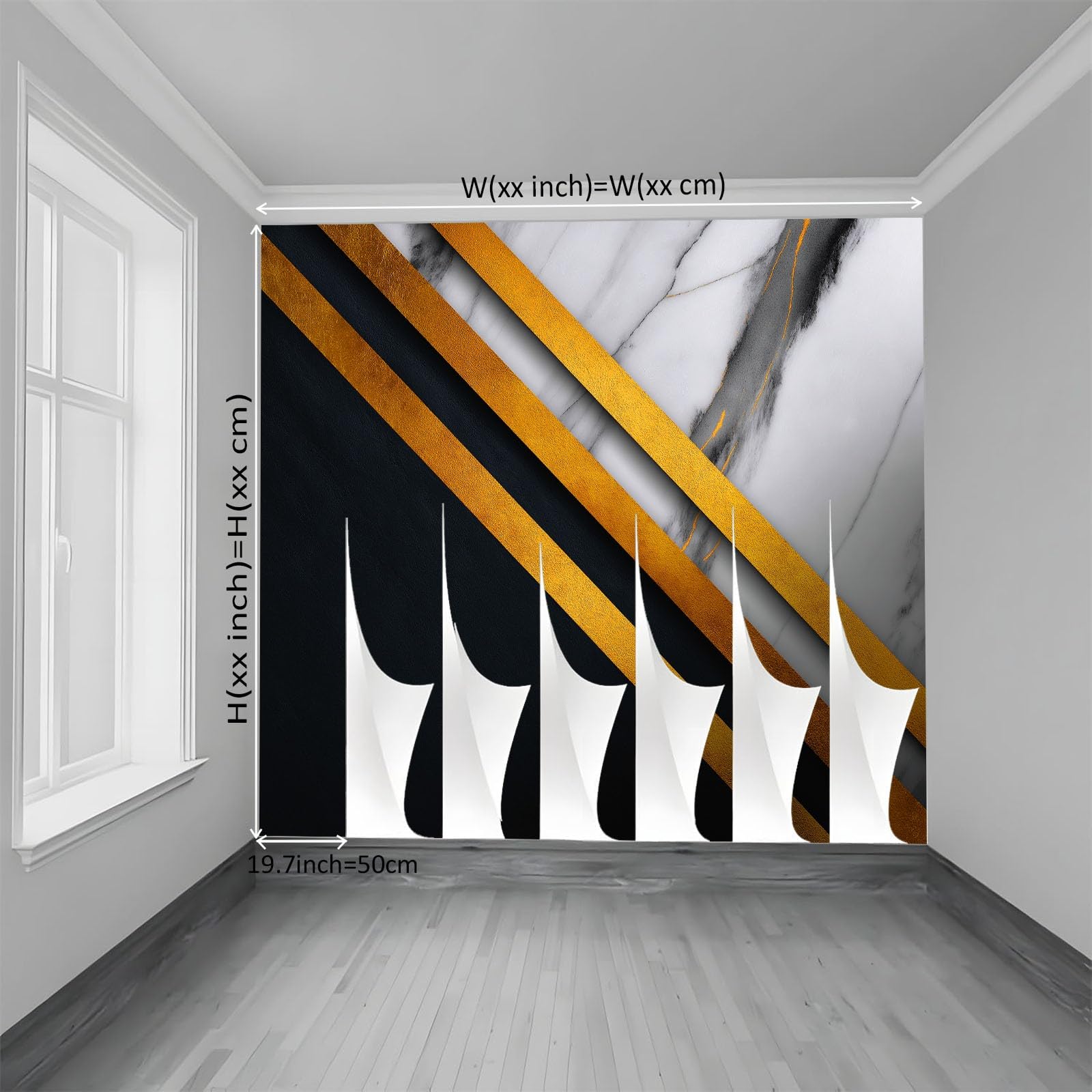 Fototapeta z włókniny, elegancka i luksusowa, 400 x 280 cm (szer. x wys.), nowoczesna tapeta z włókniny, efekt 3D, dekoracja ścienna, geometryczne paski, marmur z motywem, tapeta ścienna, salon