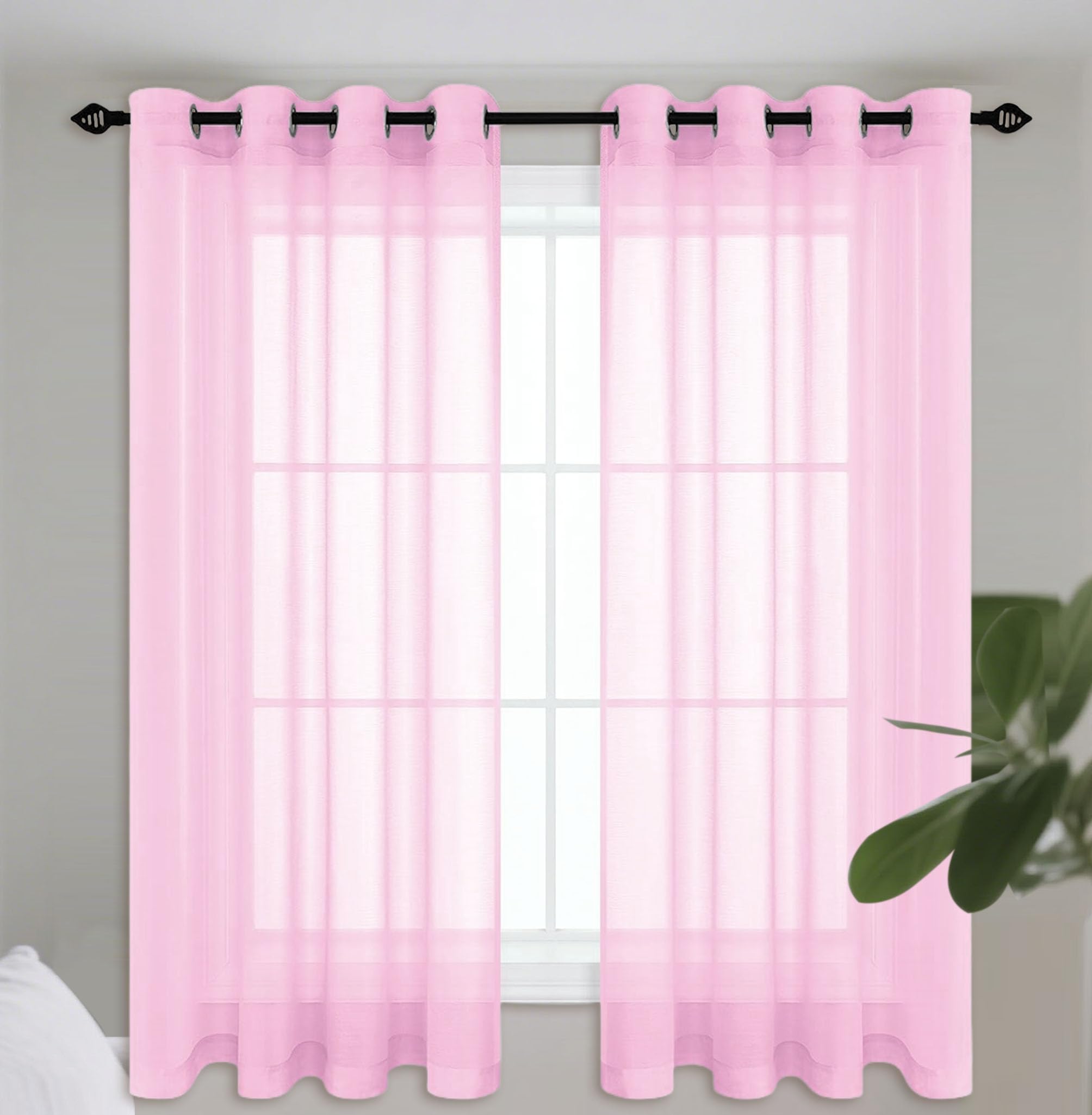 Rideau voilage oeillet 400 x 295 cm rose avec rideau voile anti-UV