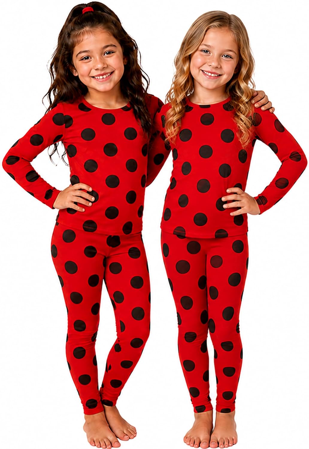 STRETCH IS COMFORT Girls 2 Piece Hoodie Short Sleeve Long Sleeve Crew Neck Top and Leggings Set Kids Thermals Underwear Set