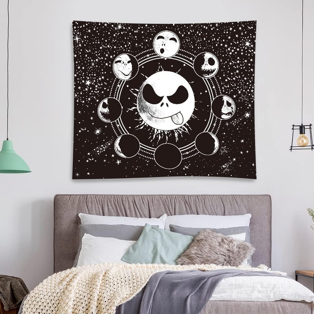 Black and White Tapestry, Funny Tapestry Black Stars, Nightmare Tapistry, Christmas Tapestries for Bedroom, Living Room, Dorm Home Wall Decor, Skull Tapestrys for Bedroom 51 x 59 in (130x150 cm) : Home & Kitchen