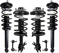 Vista 276 de Detroit Axle - Kit de puntales delanteros para Ford 2000-2004 Focus 2 puntales con muelle helicoidal 2 brazos de control inferiores con rótulas 2001