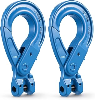 2 Pcs 1/2 Inch G100 Self-Locking U-Hooks, 15, 000 Lbs Working Load Heavy-Duty Rigging Hooks for Lifting Chains, Wire Ropes, Slings, Industrial, Marine & High-Altitude Lifting