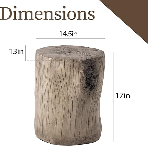 Miniatura 9 de COSIEST Mesa auxiliar para exteriores, madera sintética de color nogal, taburete de madera pintada a mano, otomana o soporte para plantas, cubierta