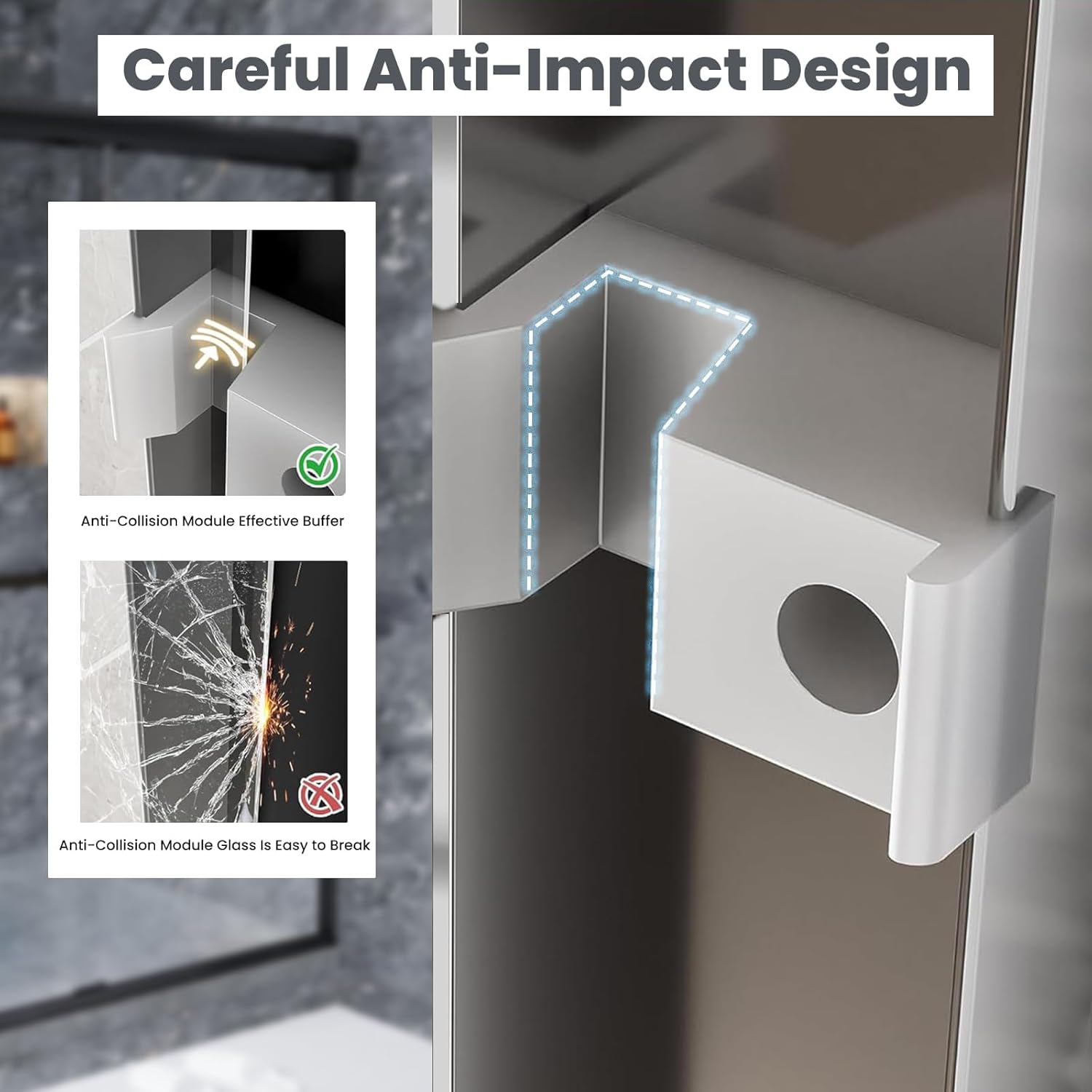 48" W x 76" H Glass Shower Door, 4 Inch Adjustable Bathroom Sliding Door, Aluminum Semi-Frameless & 1/4"(6mm) Clear Tempered Glass Dual Sliding Shower Doors for Walk-in Shower (Chrome Silver)