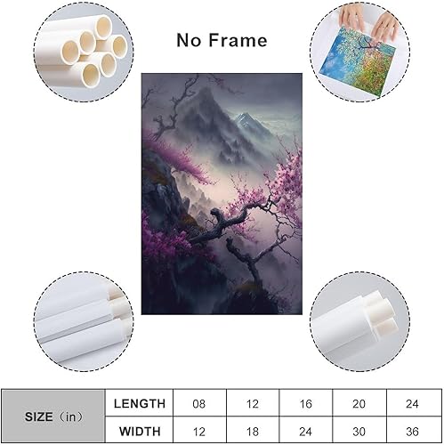 Miniatura 2 de Aimery Lienzo artístico de flor de cerezo para pared, pósteres de regalo, pintura para dormitorio, decoración del hogar, imágenes colgantes sin