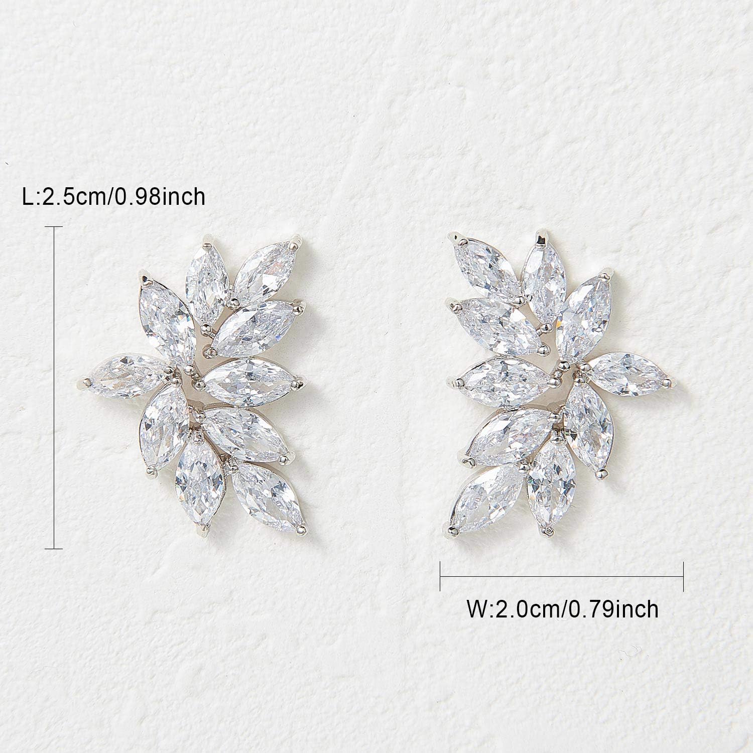 SWEETV Bridal Wedding Earrings for Brides Bridesmaid, Marquise Cubic Zirconia Rhinestone Cluster Earrings for Women, Prom - Image 5