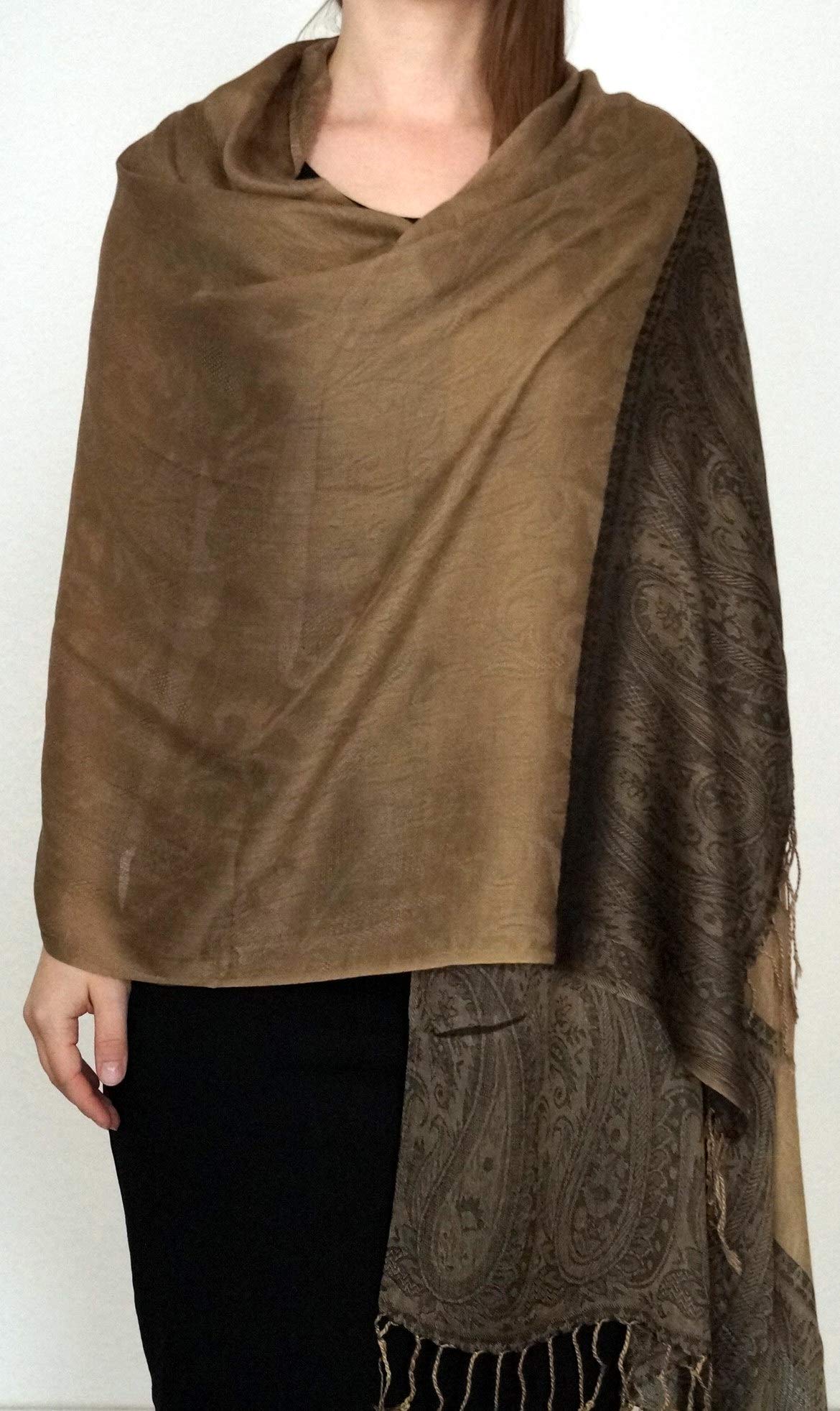 Handgewebter Kaschmir Schal in Walnussbraun Farbe für Klassische Damen mit klassischen Outfits und geschmack - 75cm x 200cm