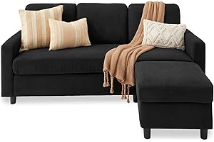 Best Choice Products Modern Black Faux Leather Sofa Sectional, Perfect for Home, Apartment or Dorm