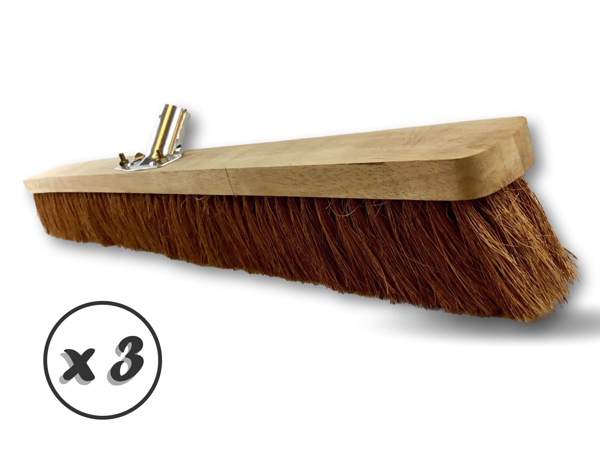 Miotła warsztatowa typu kantonier | Zestaw 3 | Track Outdoor | Długość 80 cm | Wypełnienie z naturalnego włókna kokosowego | Drewniana podeszwa | Metalowe tulejki Ø 28 mm | Bez uchwytu | Kibros 2080x3