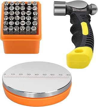 Metal Stamping Kit, Jewelry Making Stamping Tools with 37pcs 3mm(1/8") Number and Letter Stamp Set, Steel Bench Block and Metal Stamping Hammer