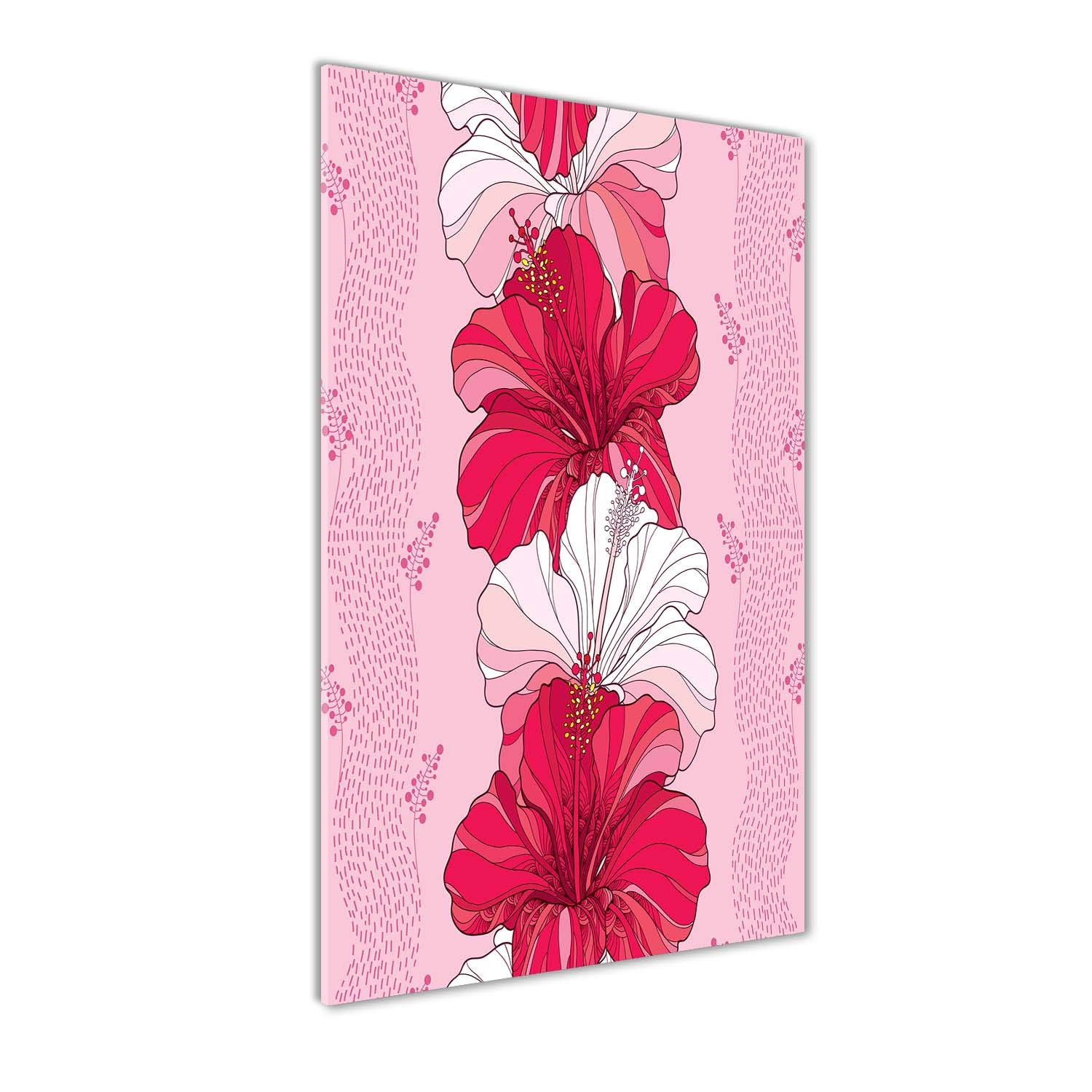 Image tableau photo décorative panoramique 60x120 fleurs plantes hibiscus rose