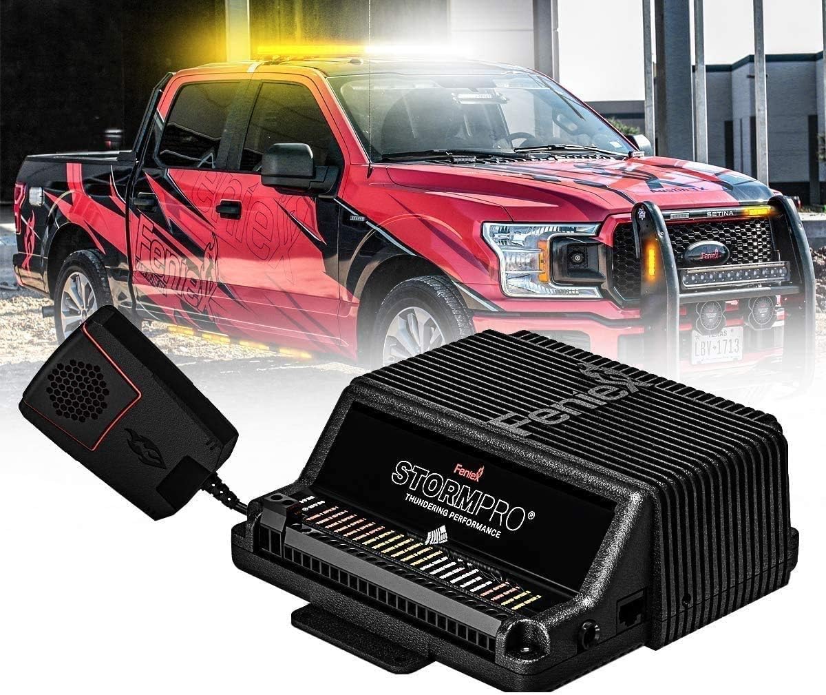 Feniex Storm-Pro 200 Watt Remote Siren | 23 Programmable Tones, Included PA Mic | 200 Watt Power Output Supports 2 Speaker for Dual Tone | Emergency Vehicle Siren