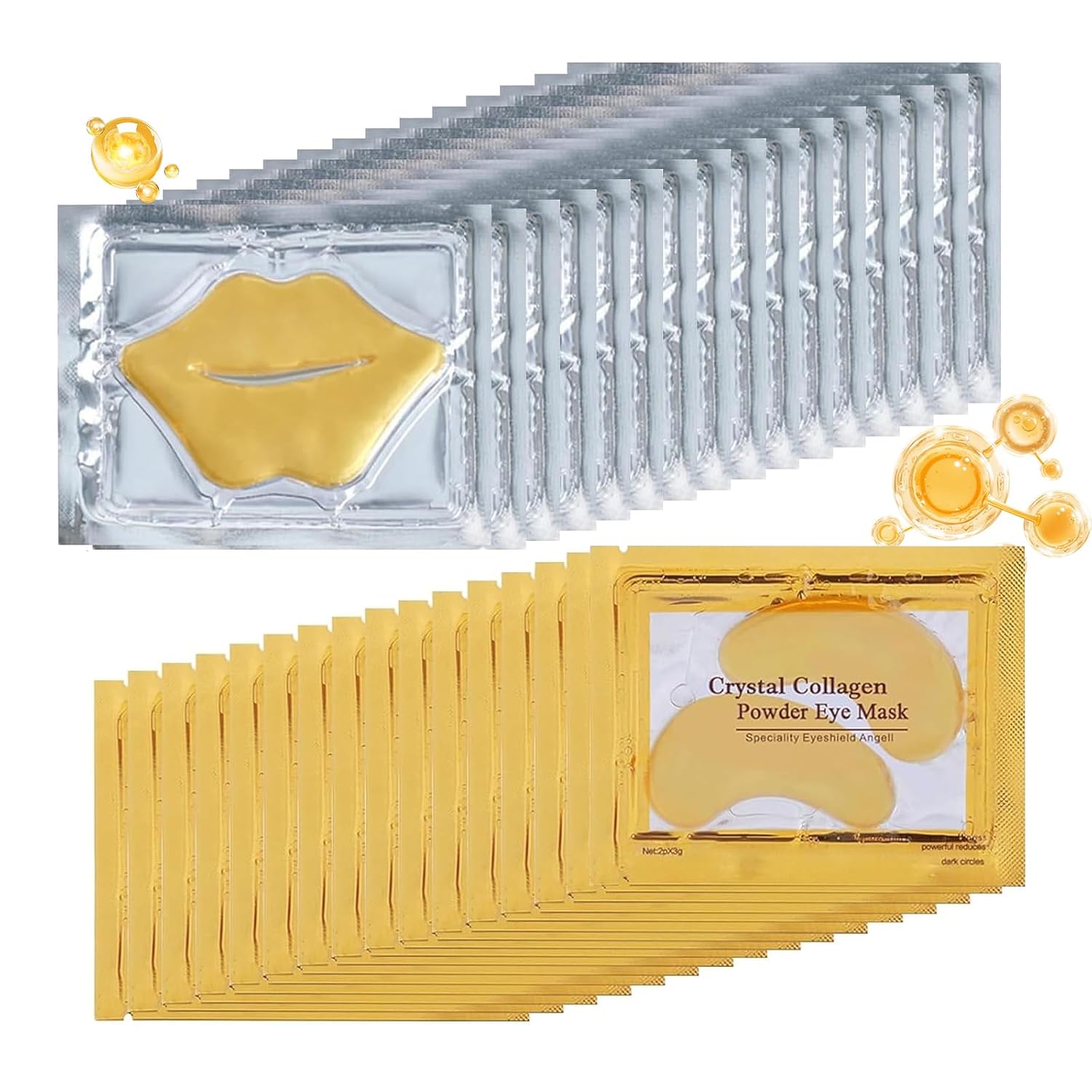 32 Pairs Eye Masks & Lip Masks, 24K Gold Eye Masks Skincare for Dark Circles and Puffiness, Moisturizing Cooling Skin Care Lip Eye, Effectively NourishesLip & Eye Skin Care 32 Pairs Eye Masks & Lip Masks, 24K Gold Eye Masks Skincare for Dark Circles and Puffiness, Moisturizing Cooling Skin Care Lip Eye, Effectively NourishesLip & Eye Skin Care