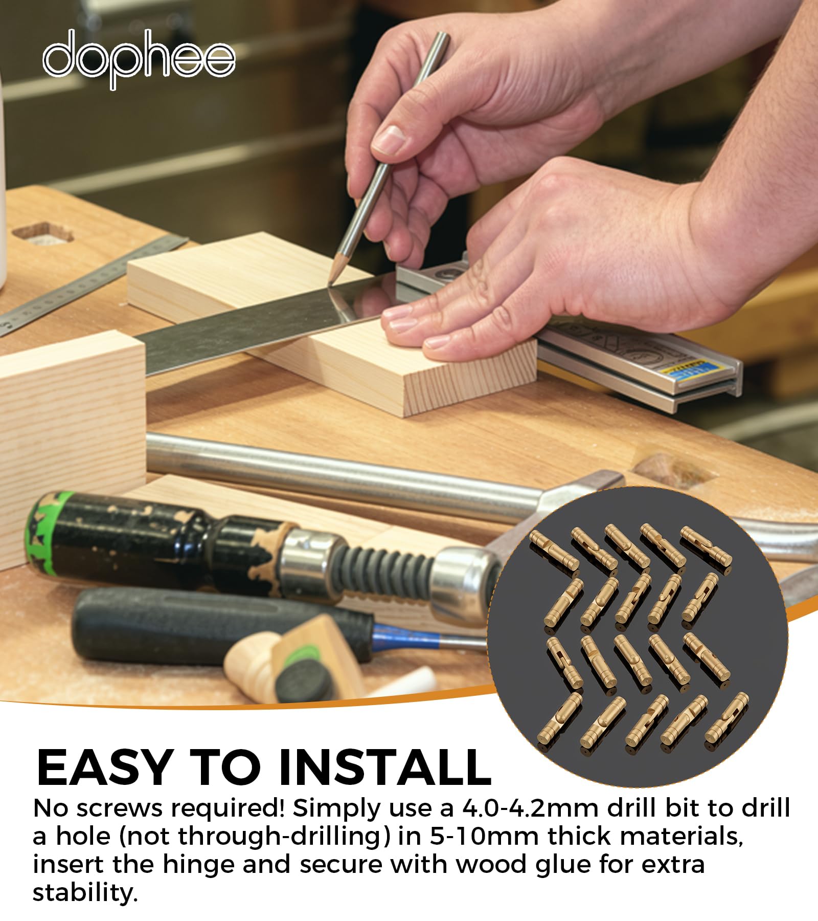 Small Brass Barrel Hinges - DIY Box Hinges -6