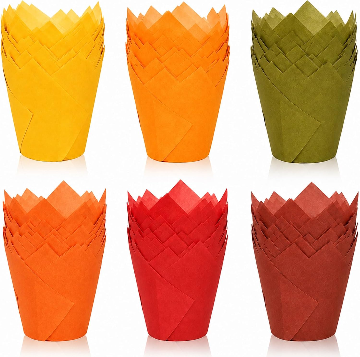 FYSUIMU 180Pcs Fall Tulip Cupcake Liners, Brown Red Orange Green Yellow
