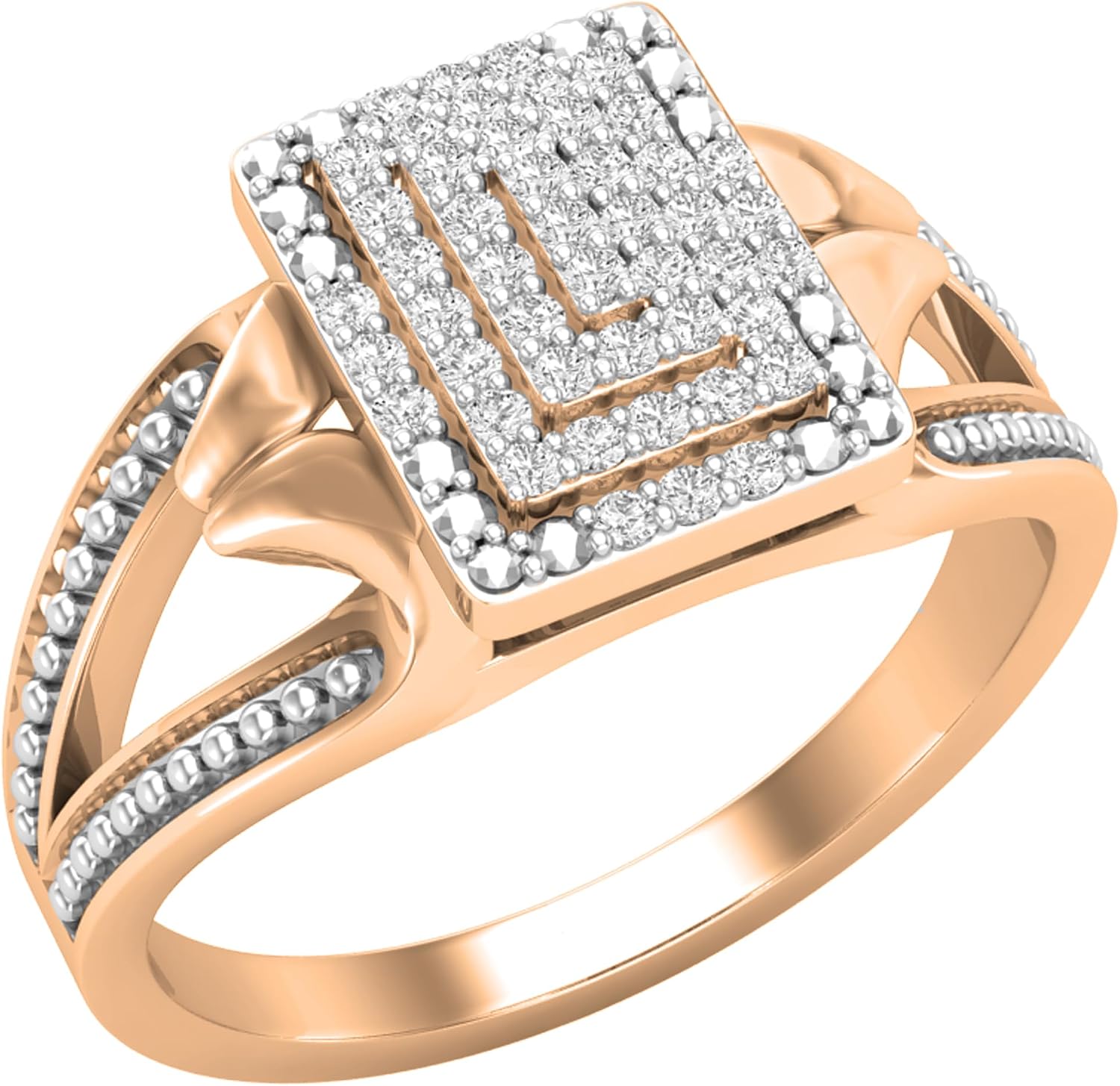 Dazzlingrock Collection 0.20 Ctw Round Natural Diamond Women Split Shank Cluster Engagement Ring 1/5 CT, in Real Solid Gold & 925 Sterling Silver