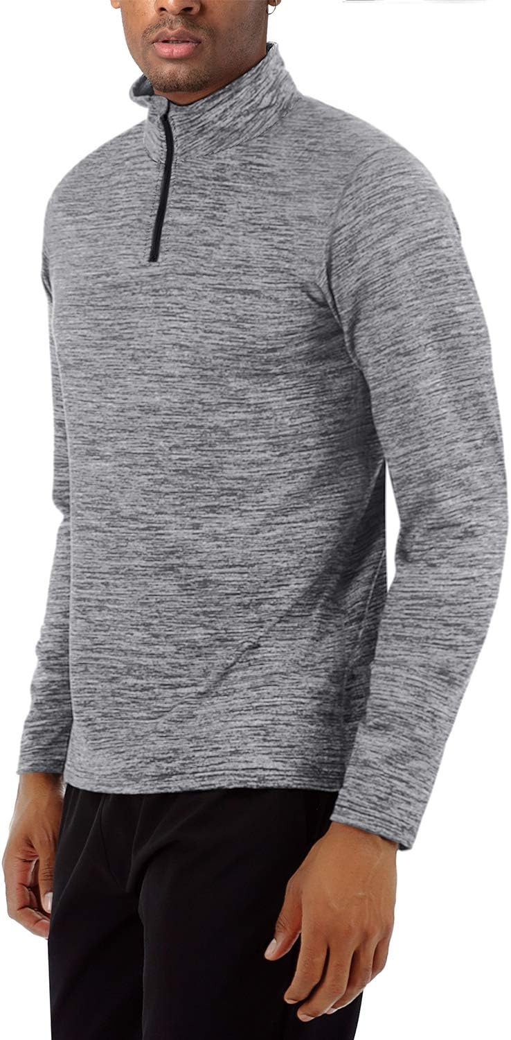 Men's Sports Shirts 1/4 Zip Long Sleeve Fleece Lined Running Workout Pullover Tops Sweatshirt