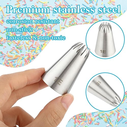 Miniatura 4 de Juego de 5 puntas de tuberías grandes de acero inoxidable, punta de glaseado de cupcakes, boquilla de decoración de glaseado de tartas, herramientas