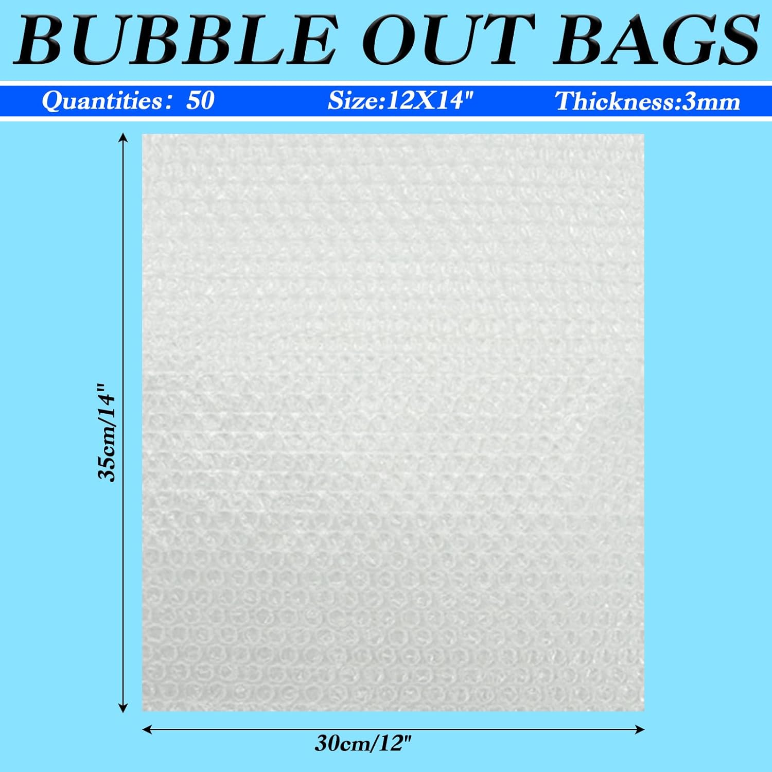 12X14 Inch Bubble Out Bags, 50Pcs Bubble Pouches Warp,Clear Bubble Cushioning Wrap, Double Walled Packing Supplies for Storage, Shipping, Moving, Transporting and Packing