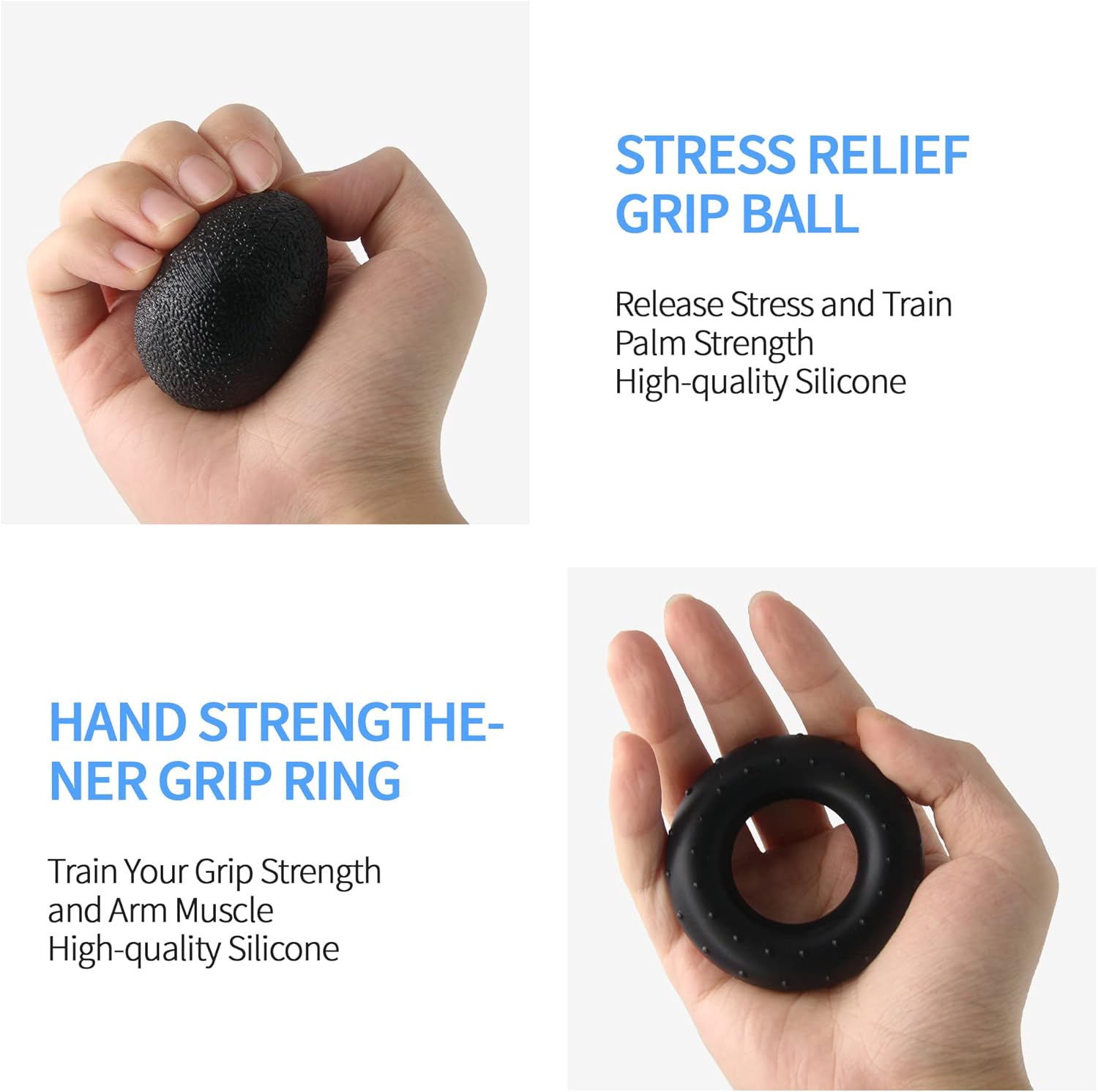 Green 5 in 1 Hand Grip Strengthener Kit Adjustable Resistance Finger Stretcher Stress Relief Ball and Grip Ring for Rehabilitation and Muscle Building