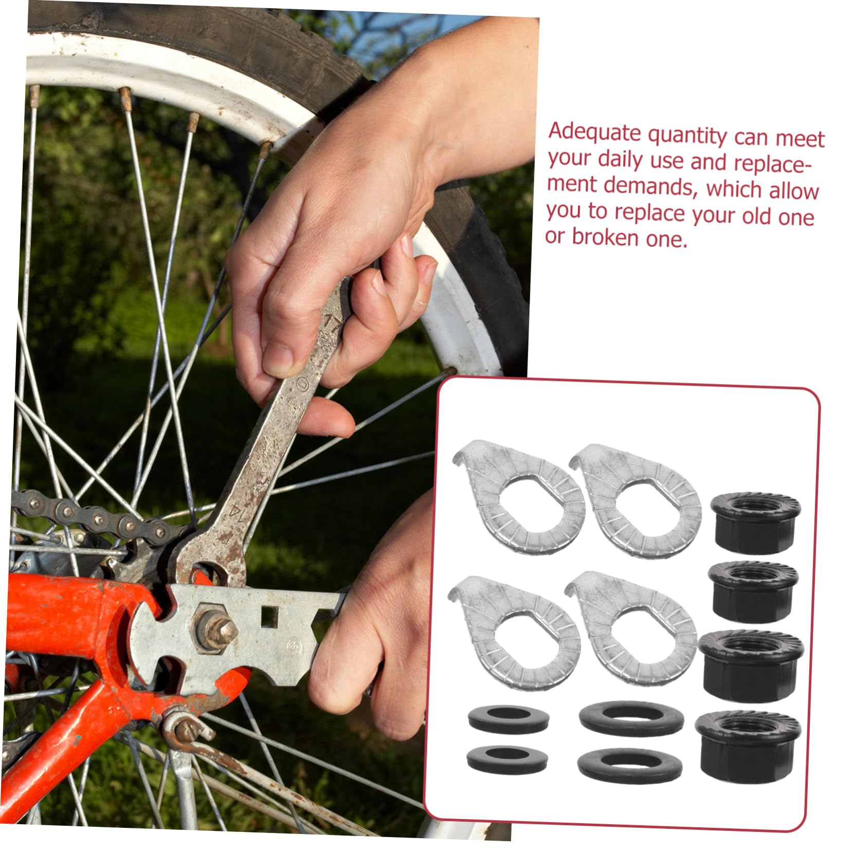 KICHOUSE Bike Front Wheel Nuts Set Steel Front Bike Hub Axle Fastening Nuts and Retaining Clips Kit for Bicycles