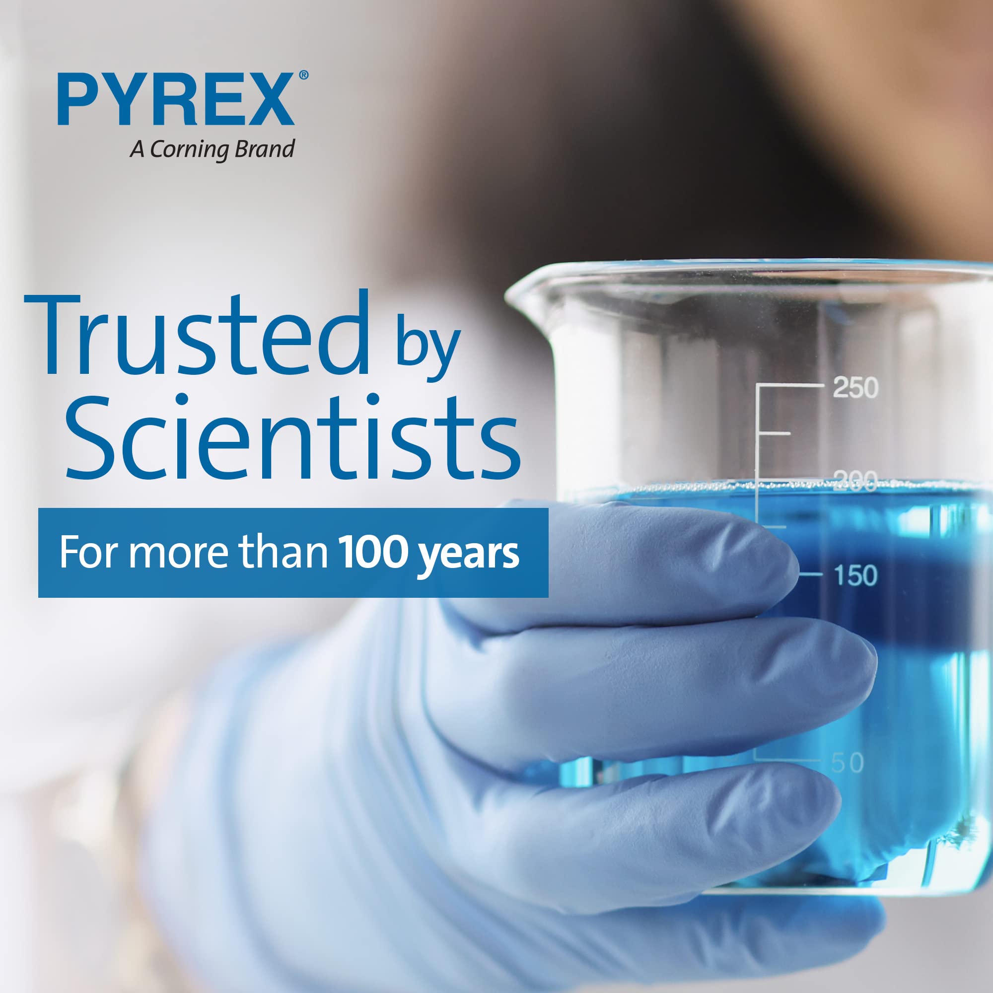 PYREX Griffin Borosilicate Glass Beaker - Low Form Graduated Measuring Beaker with Spout– Premium Scientific Glassware for Laboratories, Classrooms or Home Use- PYREX Chemistry Glassware, 50mL, 12 P/k