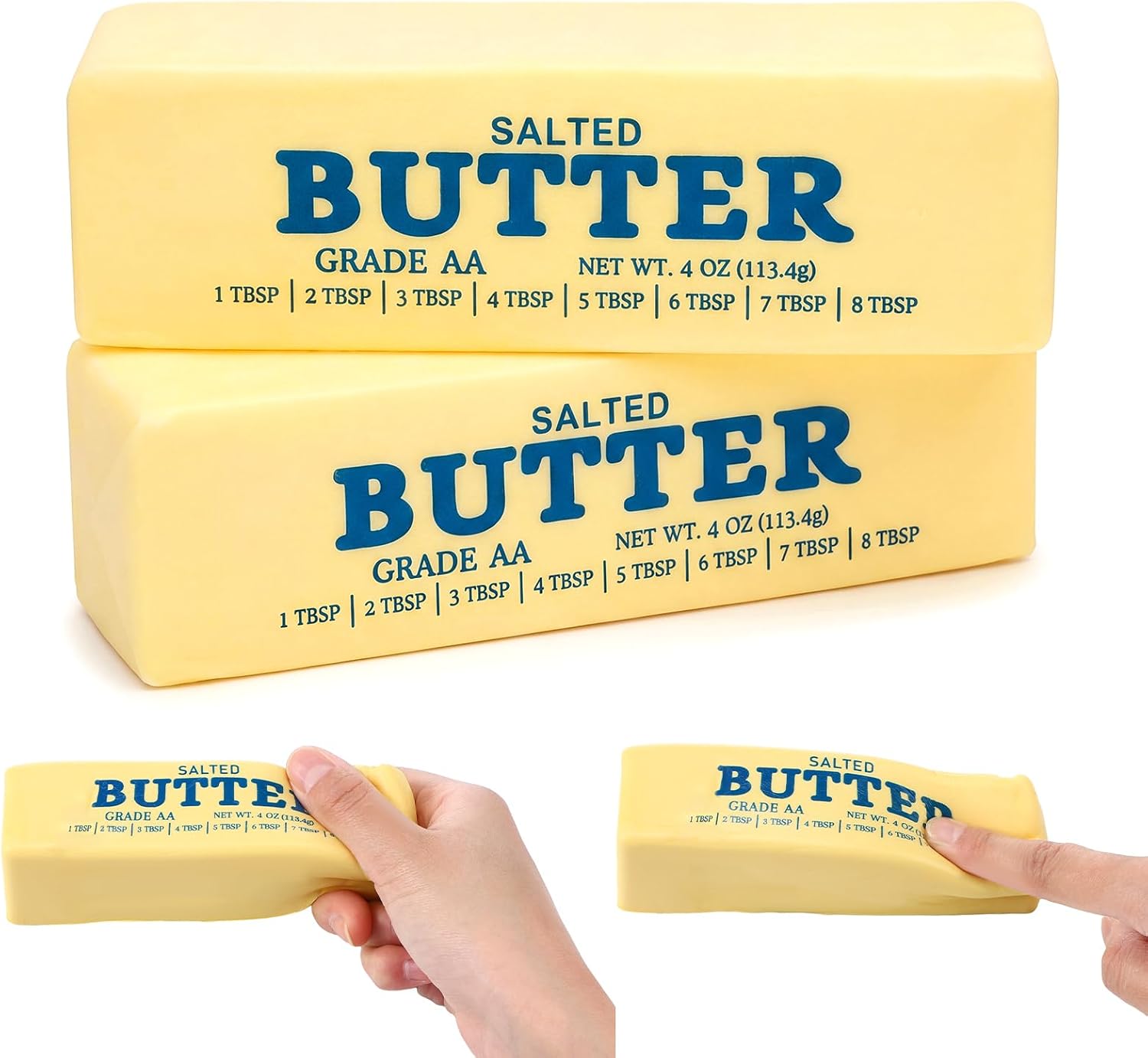 Meooeck 6 Pcs Butter Squeeze Sticks Toys, Large Super Soft Slow Rising Butters Squeeze Sticks, 5.5 Inch Sensory Stress Relief Butter Food Toys for Decompression Anxiety Relaxation