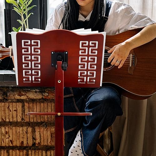 Miniatura 7 de Soporte de música, soporte de partituras retro ajustable en altura con bandeja, ajuste horizontal de 340, antideslizante, resistente, con 33.1 lbs,