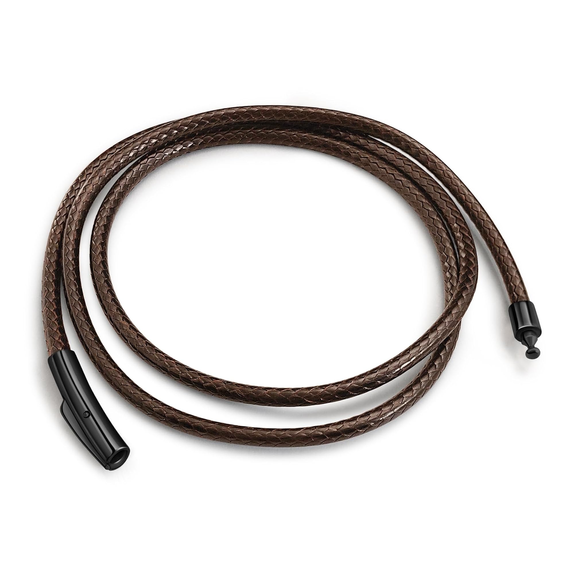 Men's Waterproof Braided Leather Necklace Cord Chain