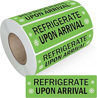 Refrigerate Upon Arrival Stickers 1x3 Inch Keep Refrigerated Food Packaging Warning Shipping Labels Keep Cold Food Service Pharmacy Stickers for Pharmacy Drug Stores (Green)