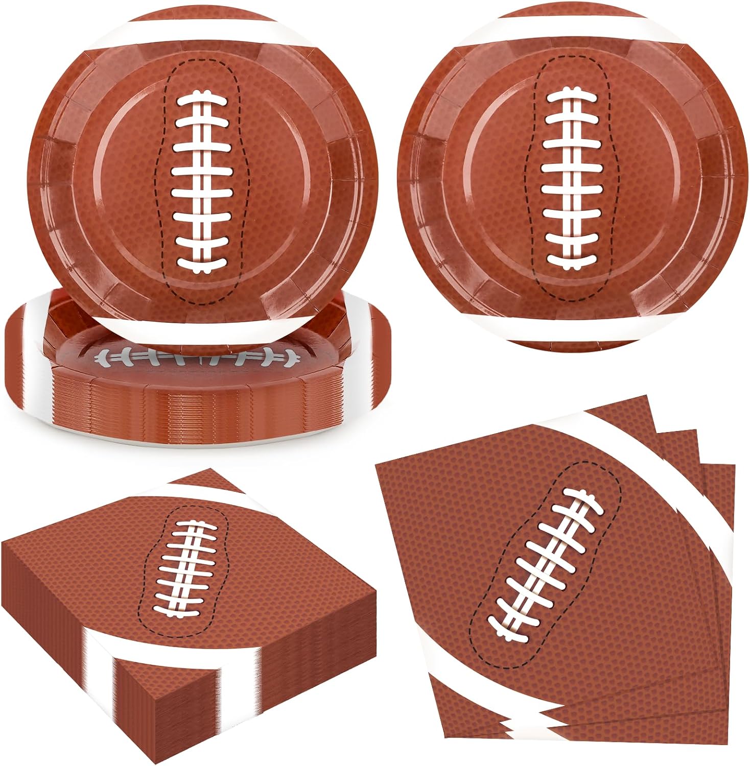 50 Pcs Football Plates Napkins Disposable Paper Tableware Party Supplies