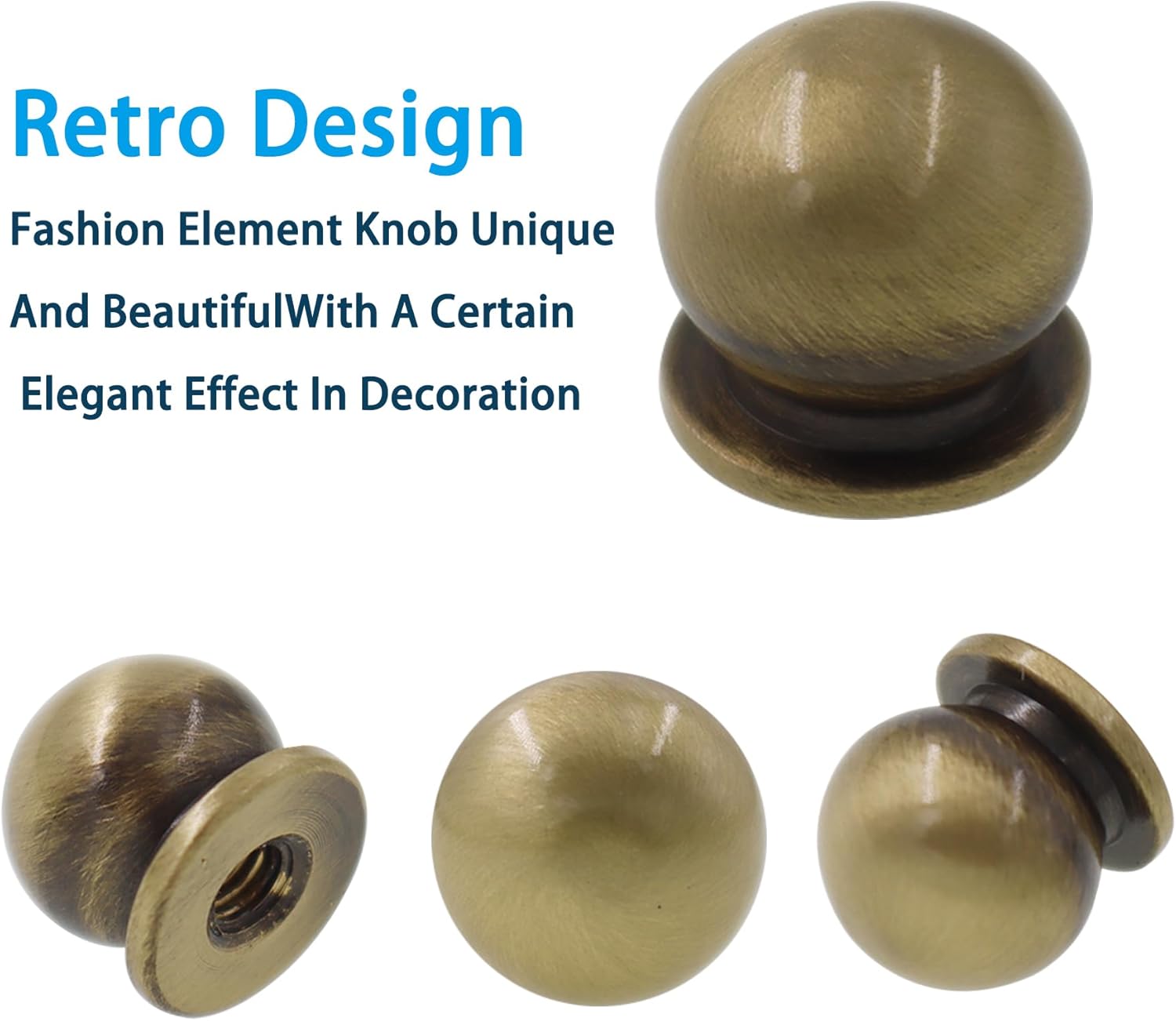 Mini Round Solid Brass Knobs, Mid Century Mini Drawer Pulls,Solid Ball Knob Pulls,Small Circle Knobs,4PCS Modern Tiny Dresser Knobs Handle Knobs with Screws Antique Bronze, 1.2cm/0.47''