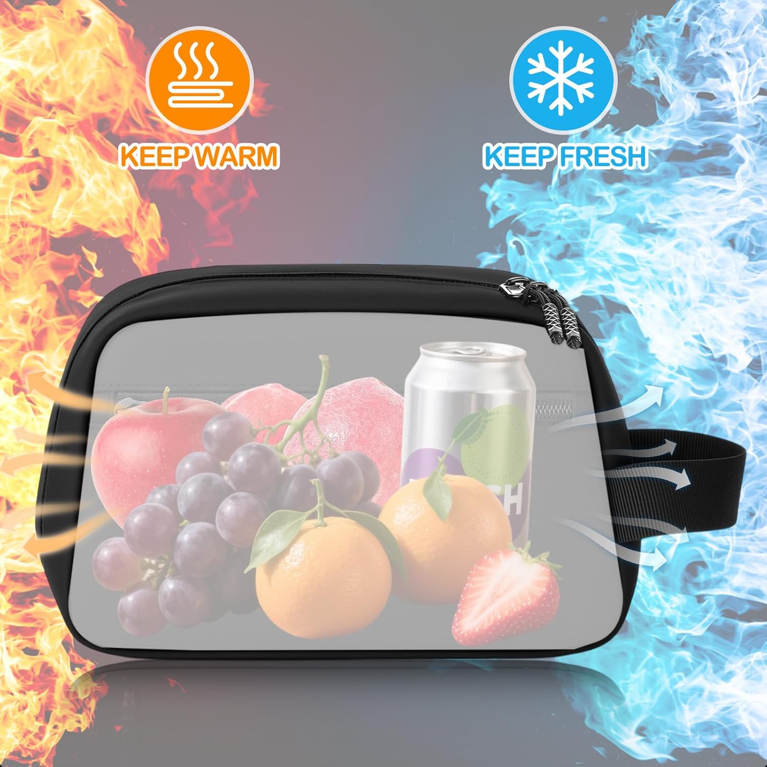 Nuogo 10 Pcs Mini Insulated Snack Bag, Black Cooler Bag for Lunch, Work, Travel, Freezer Snack Cooler with Leakproof Peva Lining, Reusable Portable Small Freezable Lunch Box, 9.06 x 5.12 x 3.94 Inch