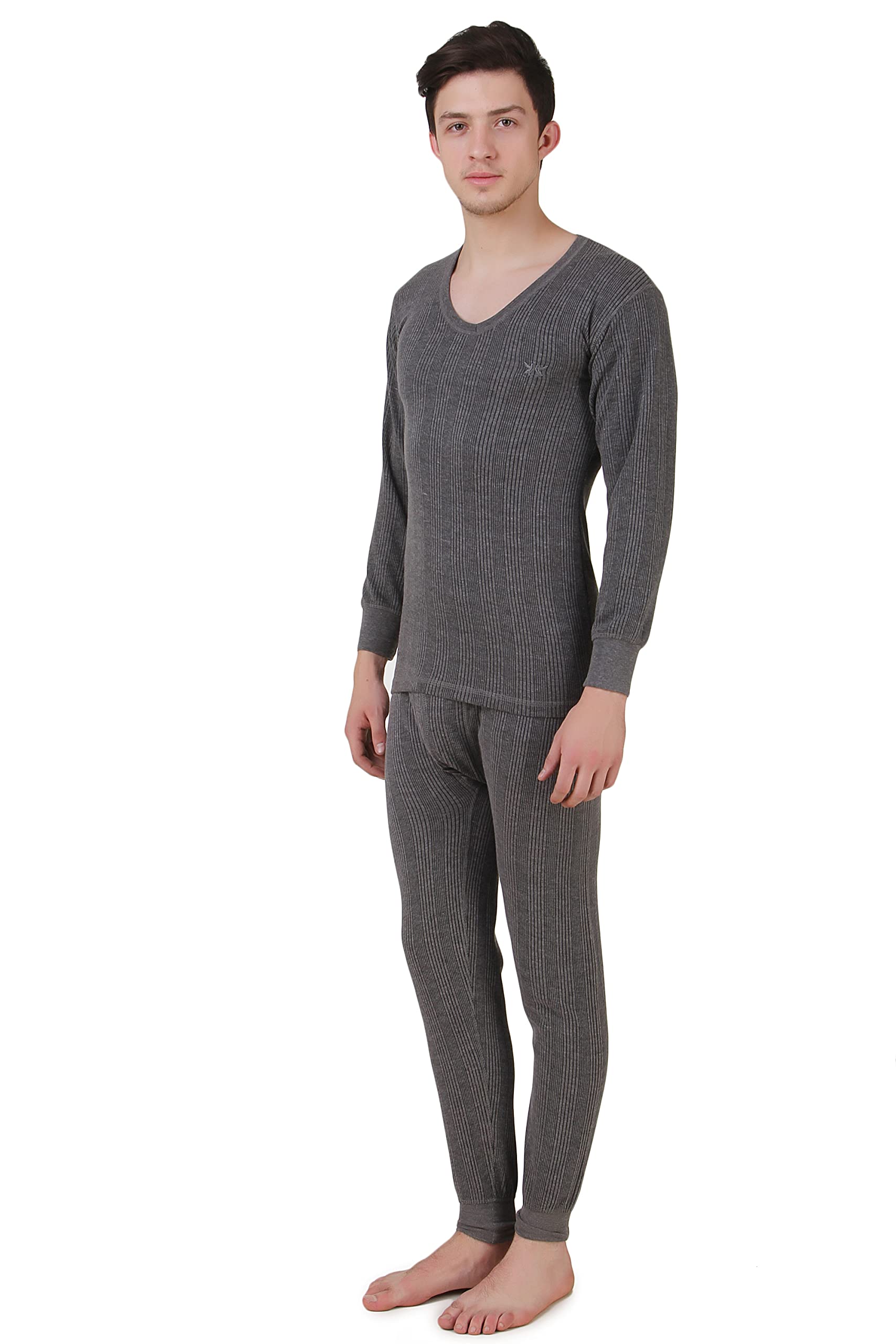 hap Men's Thermal Set : V Neck Top + Trouser (Dark Grey)/ Body Warmer-picture-32