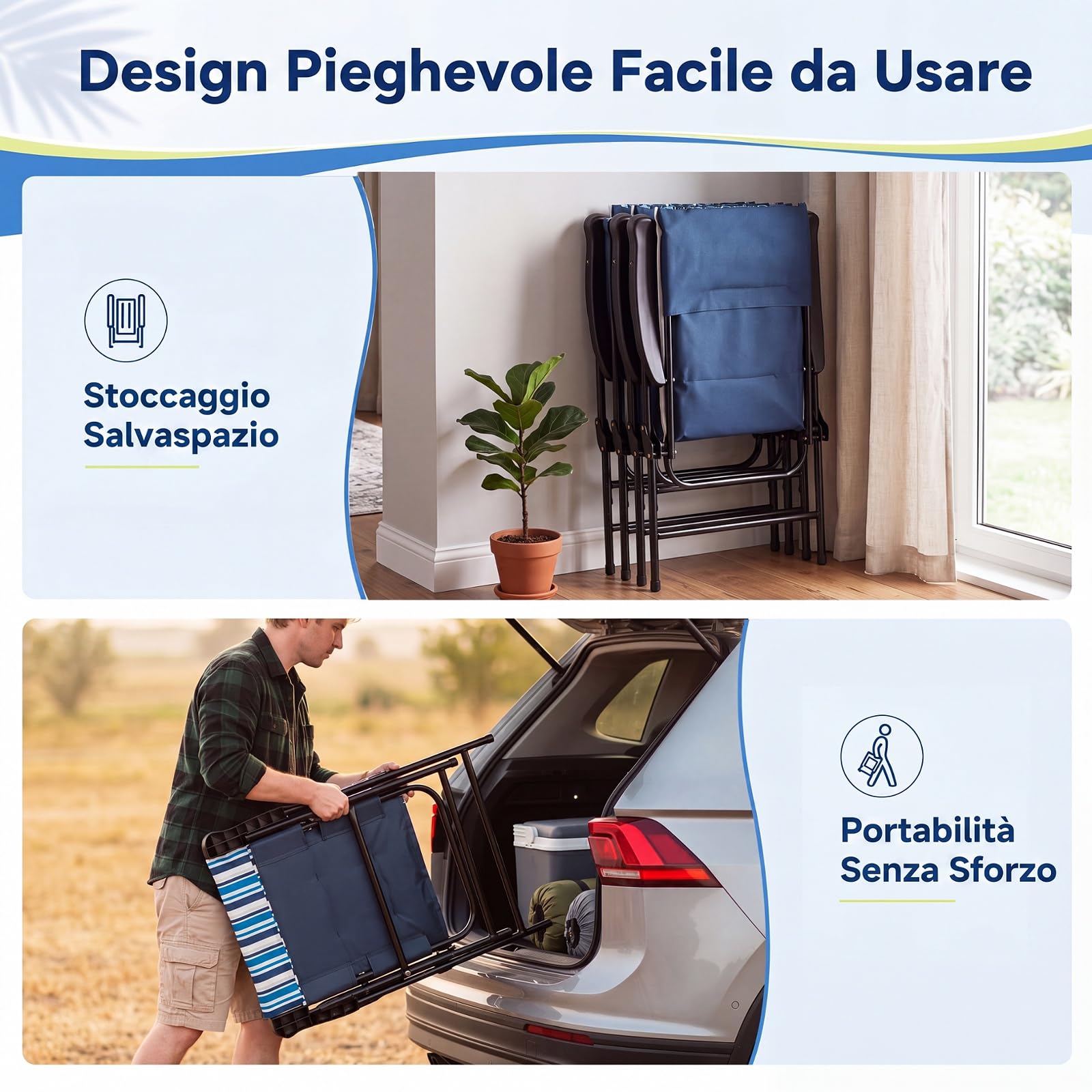 COSTWAY Set di 2 Sedie da Campeggio Pieghevoli, Sedie da Spiaggia Portatili | con Braccioli, Cuscino Morbido e Schienale Alto, Portata 150 kg, Sgabelli Imbottiti da Esterno per Giardino e Terrazza