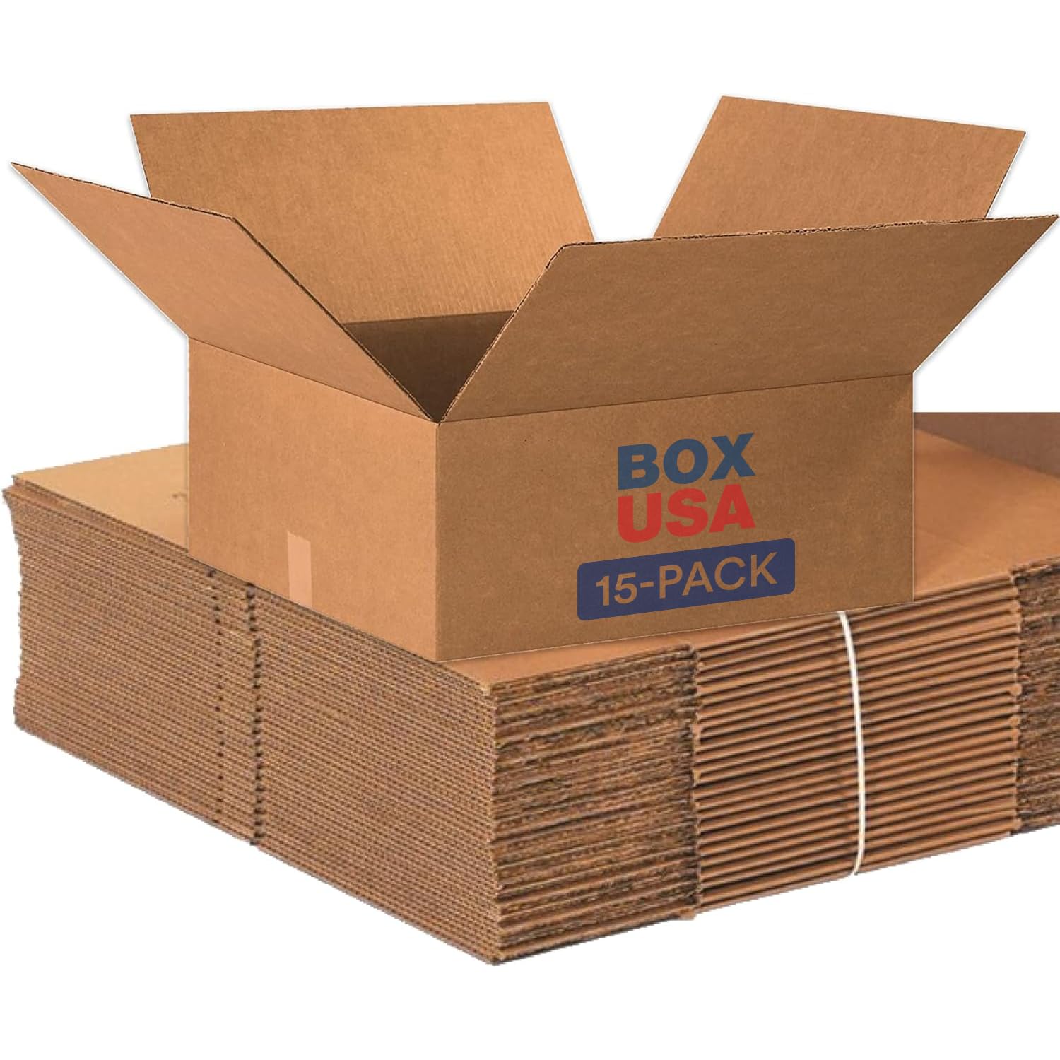 BOX USA 20x20x8 Flat Corrugated Boxes, Flat, 20L x 20W x 8H, Pack of 15 | Shipping, Packaging, Moving, Storage Box for Home or Business, Strong Wholesale Bulk Boxes