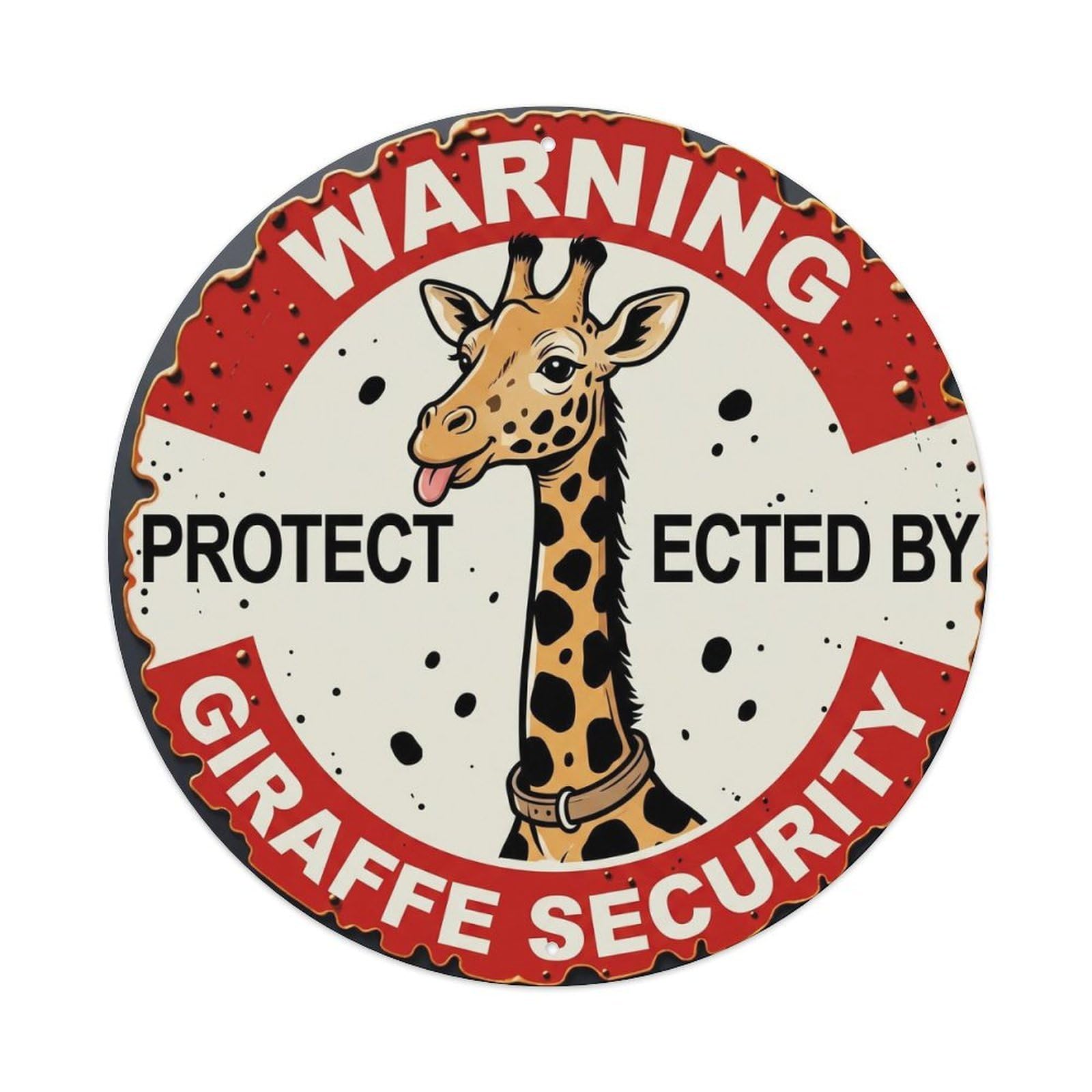 Tgrcjimh Style Metal Tin Sign Warning Protected By Giraffe Security Vintage