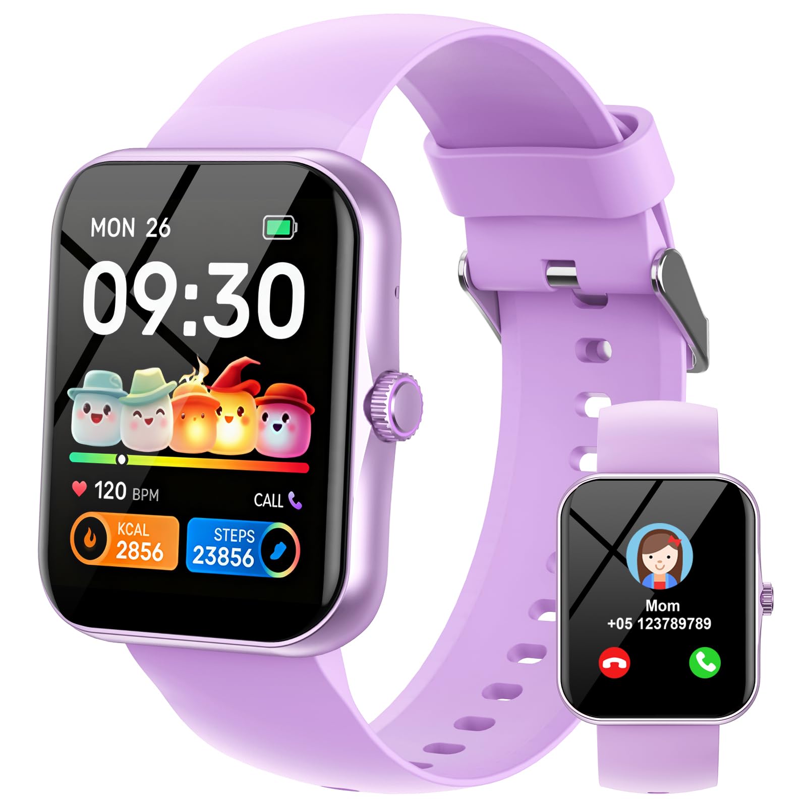 Smartwatch Bambini Fitness Tracker, 1.83" HD Orologio per Bambino Bambina con Frequenza Cardiaca Monitor del Sonno Resistente all'Acqua IP68, Smart Watch per Ragazza Ragazzo Ado 5-16 Anni Regalo Viola