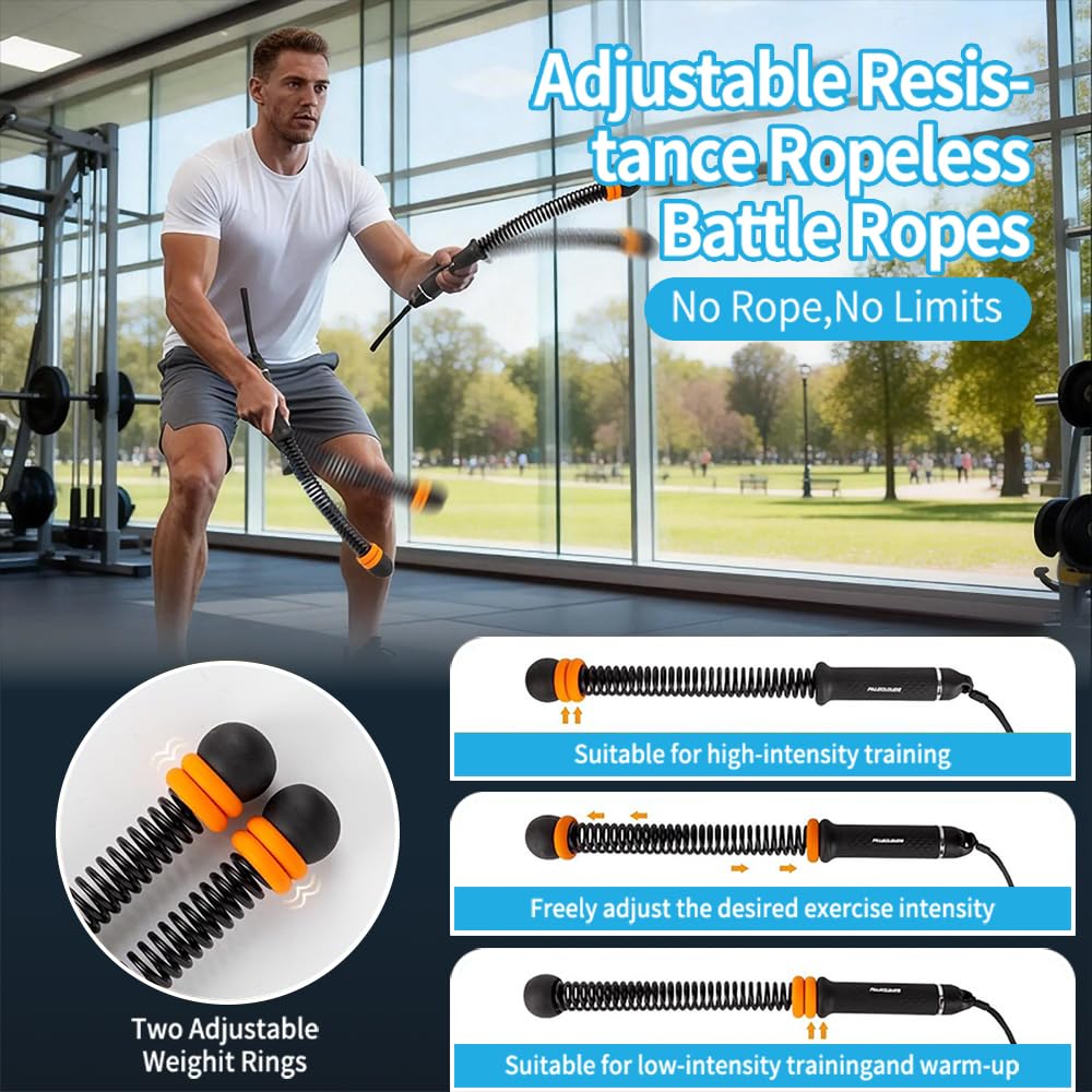 Cuerdas de batalla ajustables sin cuerda para gimnasio en casa para hombres y mujeres, cuerda de batalla inalámbrica resistente con bolsa de almacenamiento, cuerdas de ejercicio con resistencia