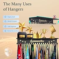 Vista 5 de Percha de medallas de metal, estante antideslizante para trofeos con 20 ganchos, montaje en pared, resistente, no doblado, soporta 22-33 libras