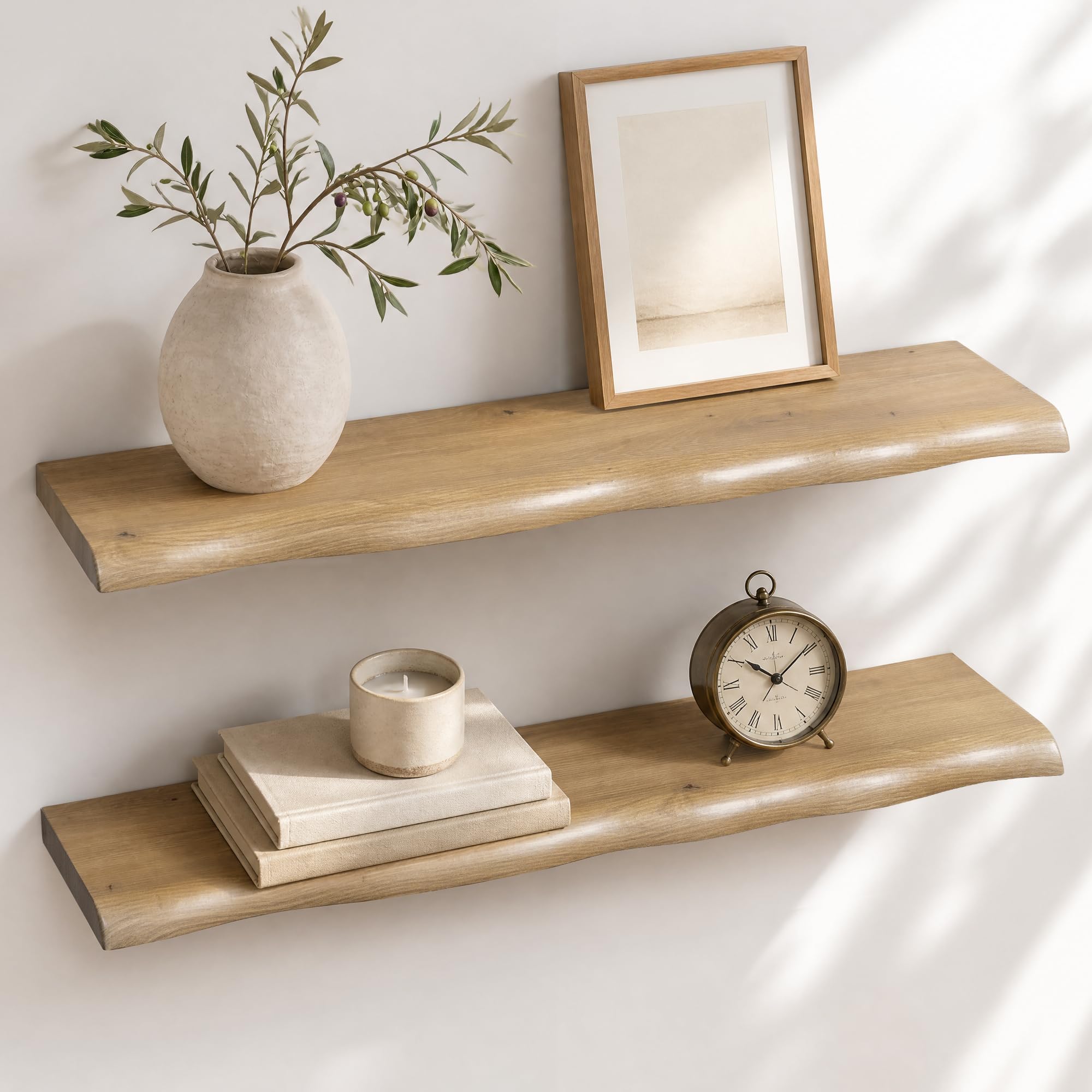 Afuly Floating Shelves for Wall, White oak Long Shelves with Waterproof