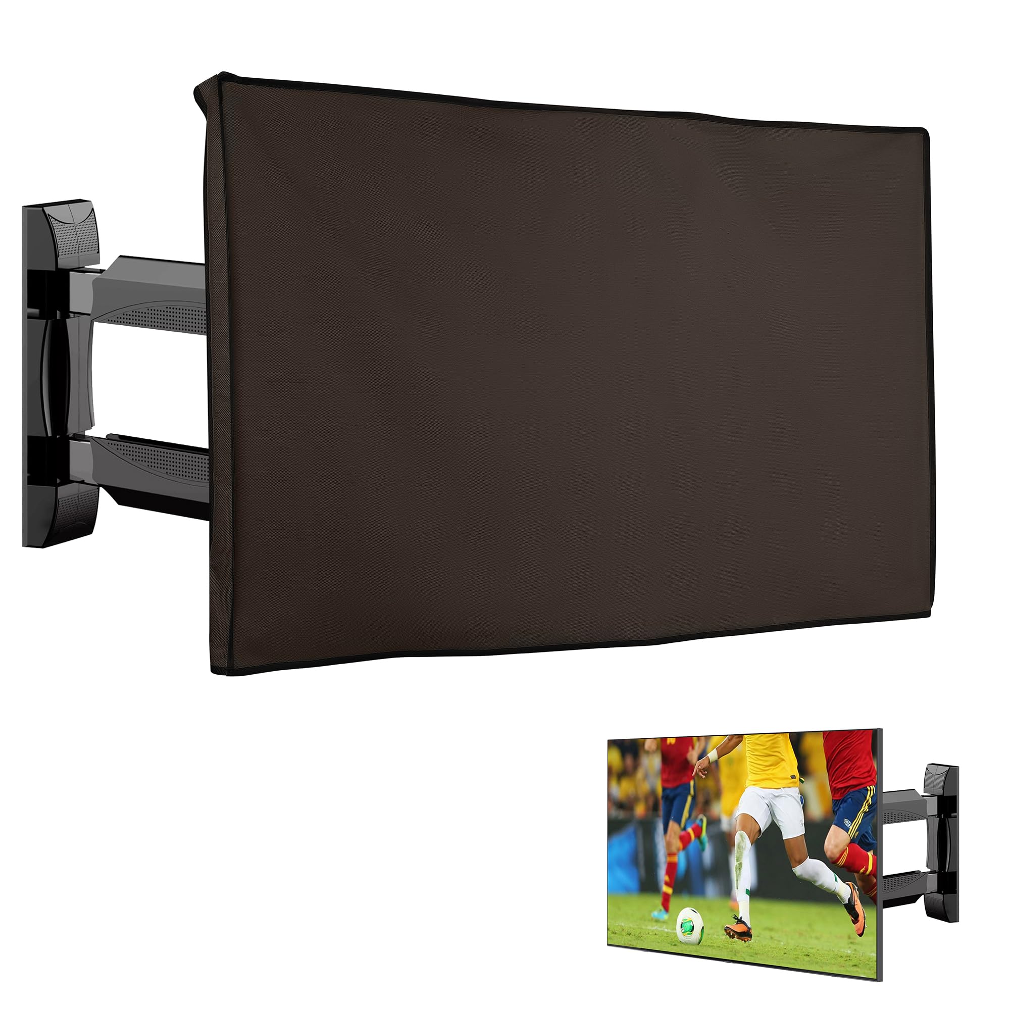 kwmobile Housse écran TV compatible avec 49-50" TV - Housse de protection TV extérieure contre intempéries, poussière et éclaboussures - chocolat