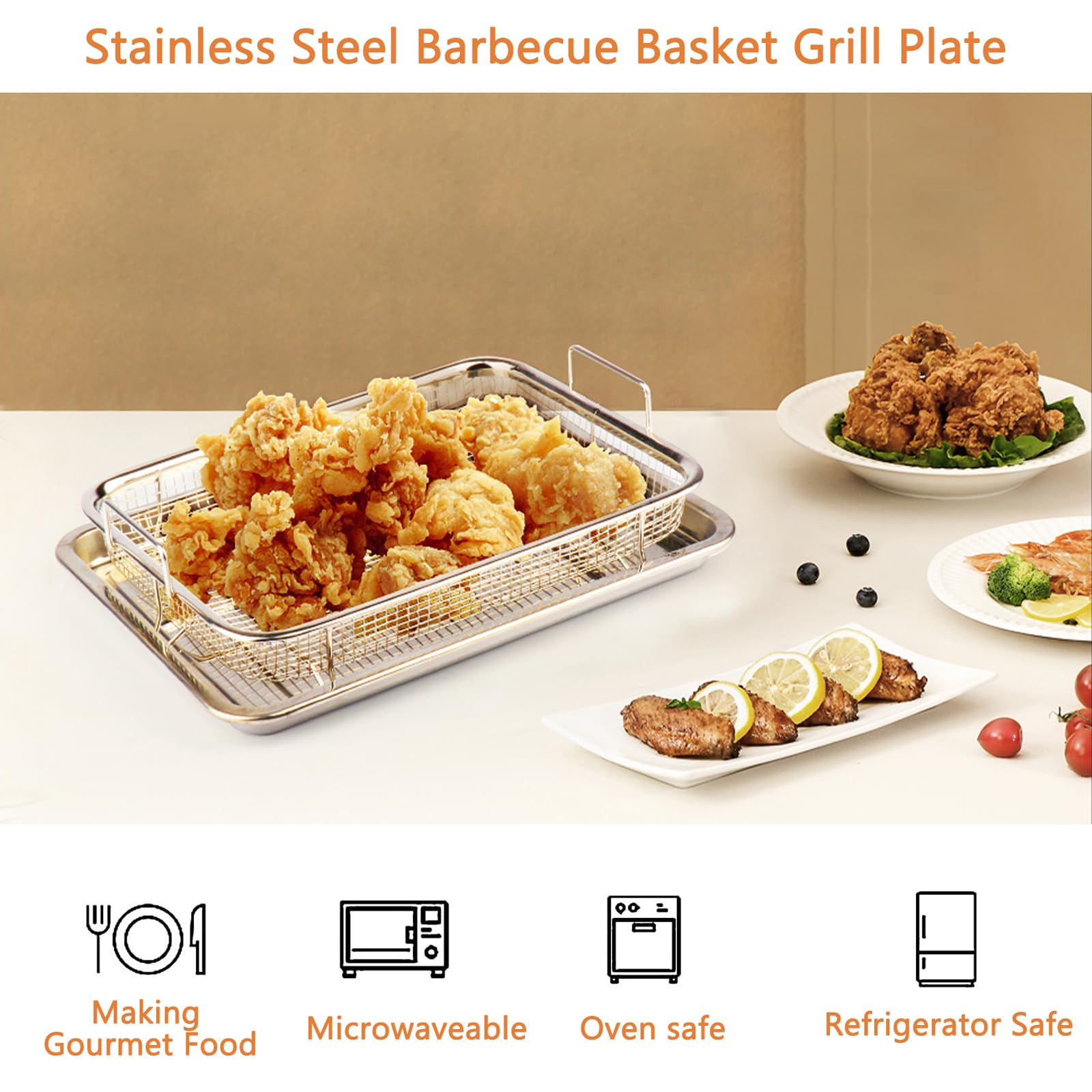 JJoexyfit Grillmand Voor Barbecue, Draagbaar, Opvouwbaar Grillnet Van Roestvrij Staal Met Grillmat Voor Braadvis Garnalen Groenten Steak Vlees