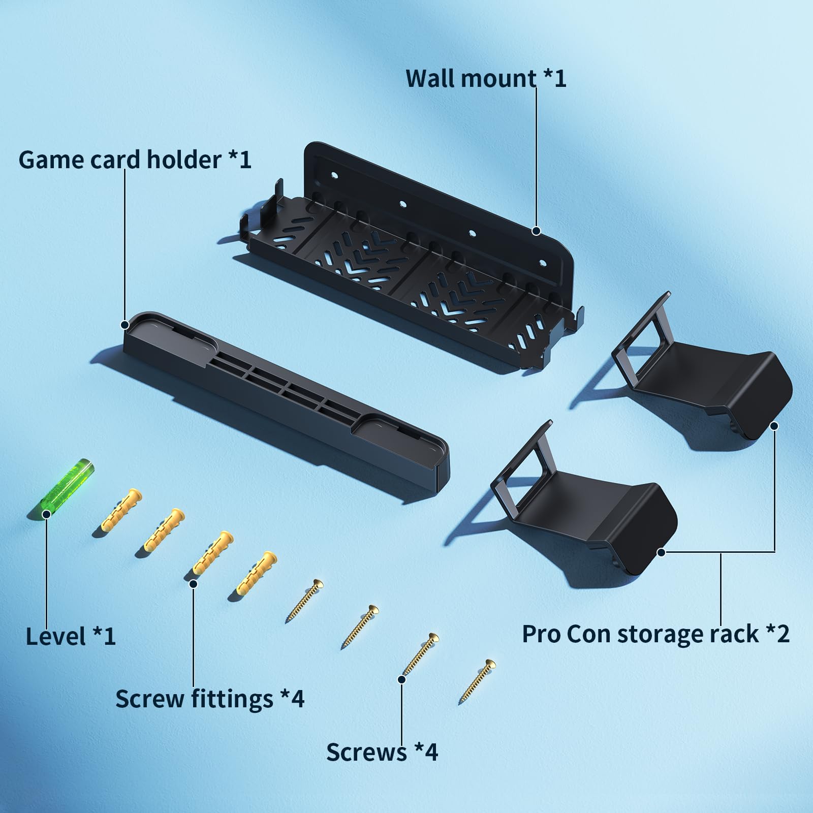 Klipdasse Support Mural Métallique pour Nintendo Switch 2/1 (Montage derrière TV) - Étagère Organisatrice Switch 2 avec 10 Fentes pour Cartes de Jeu et 4 Crochets pour Joycon